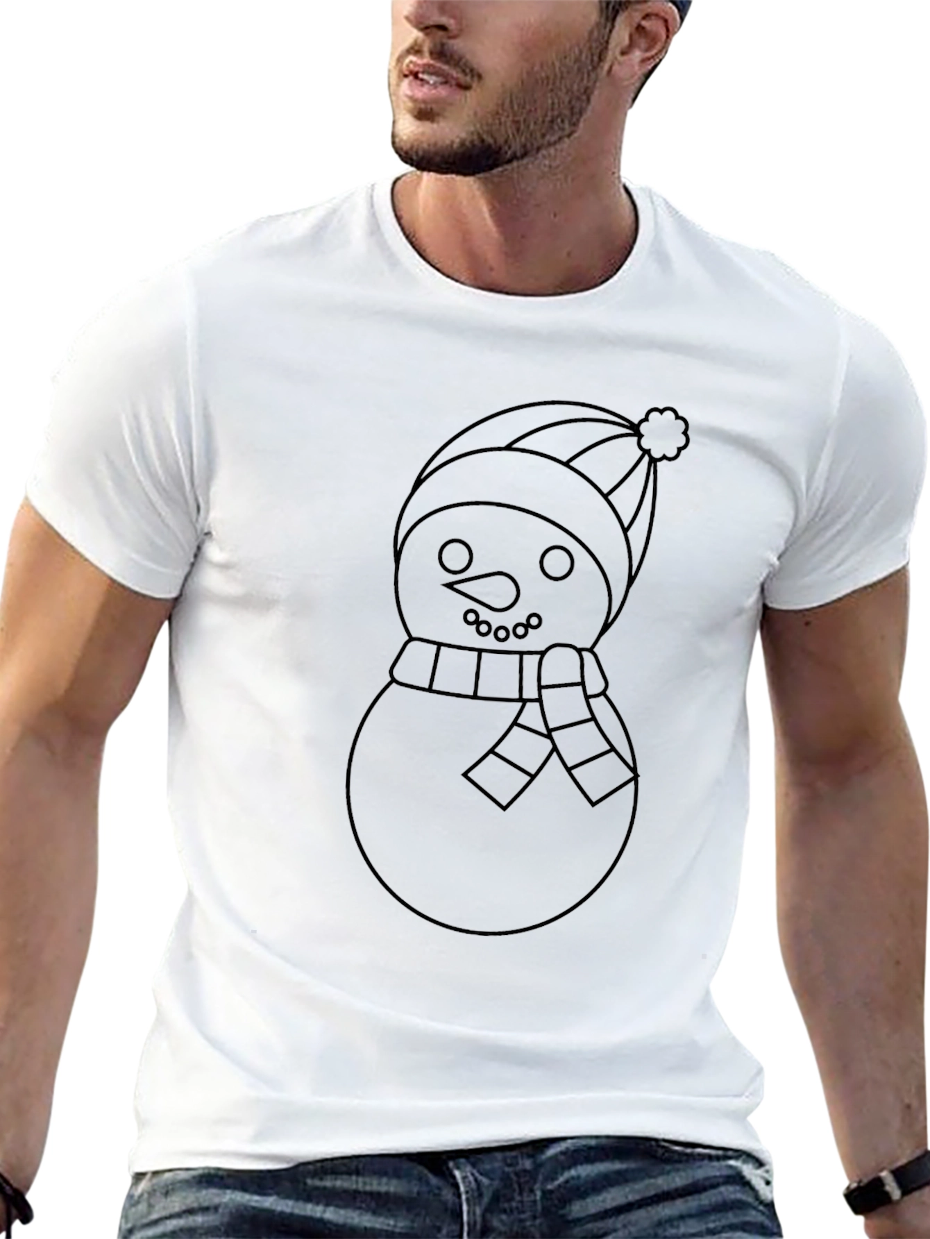 Snowman Outline Graphic Tee - Holiday Fun