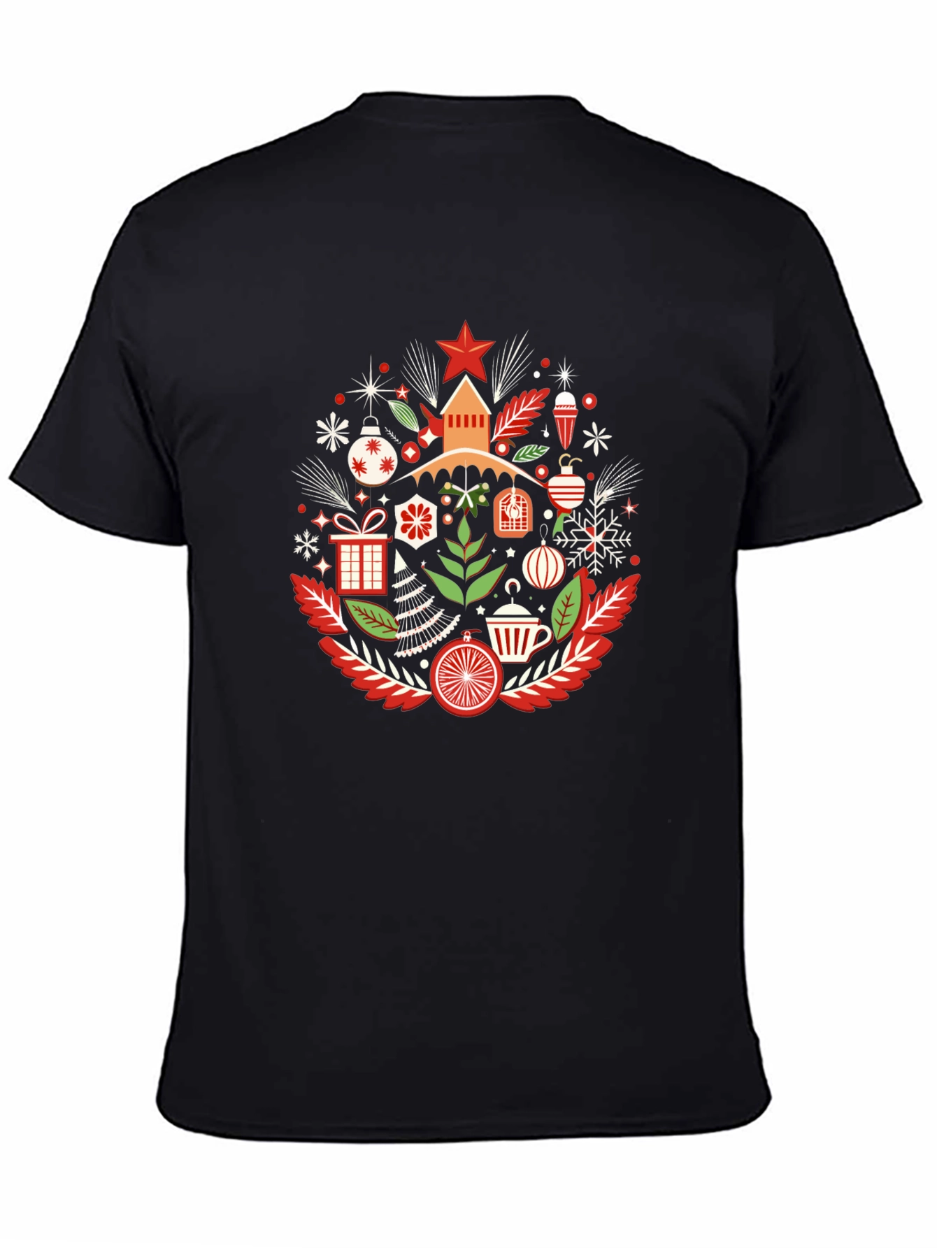 Festive Holiday Graphic Tee - Black