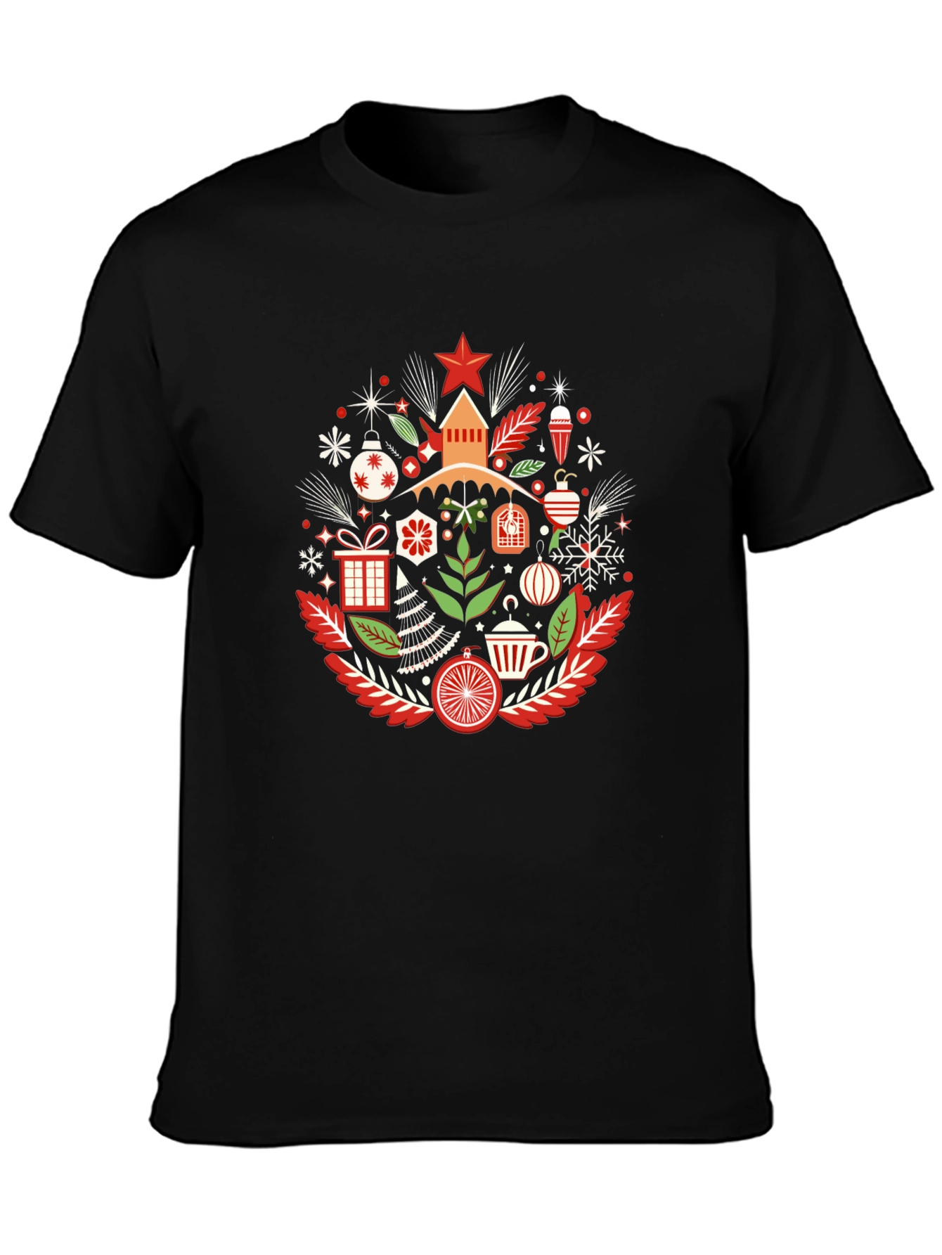 Festive Holiday Graphic Tee - Black
