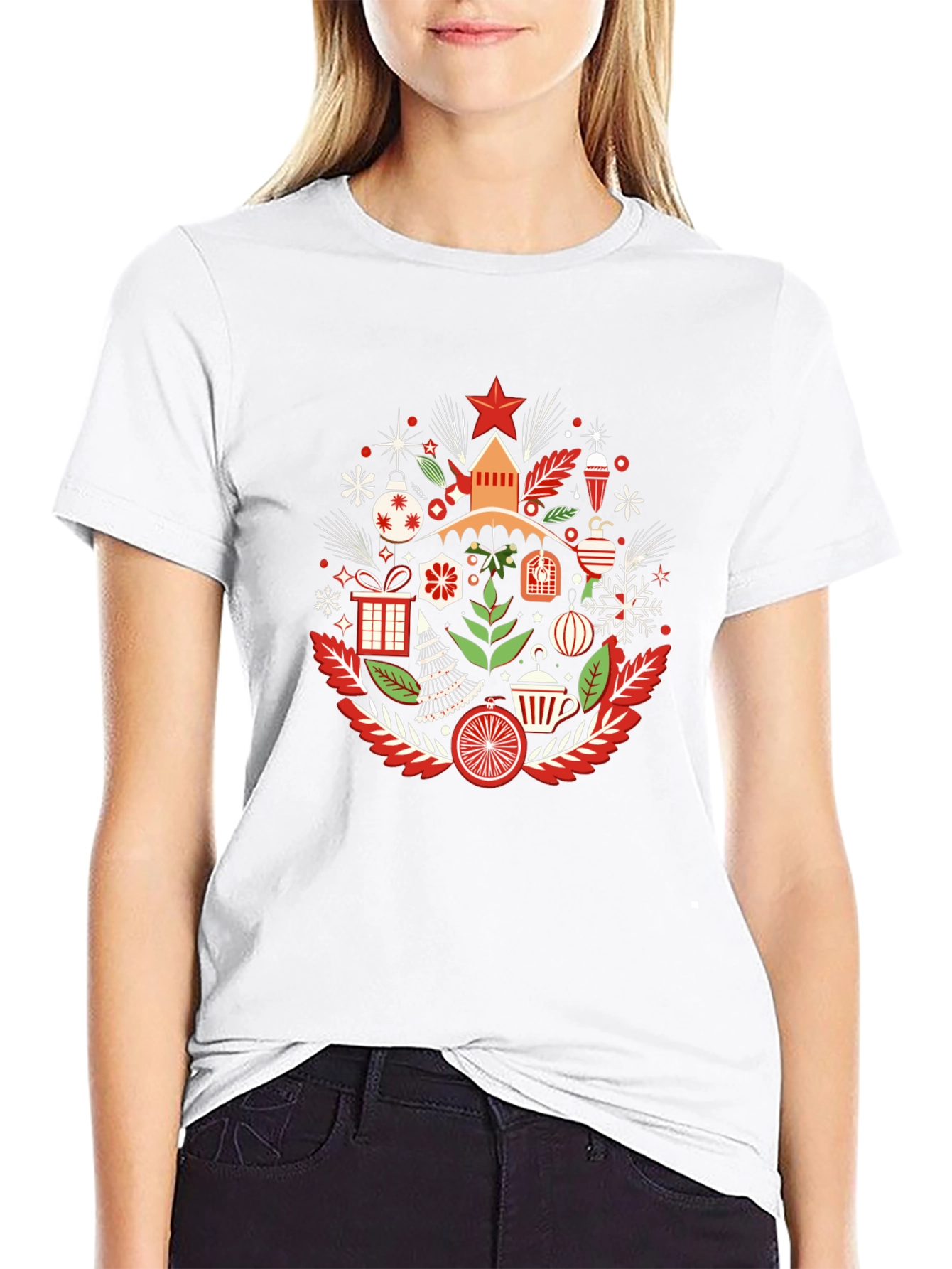Festive Holiday Graphic Tee - Black
