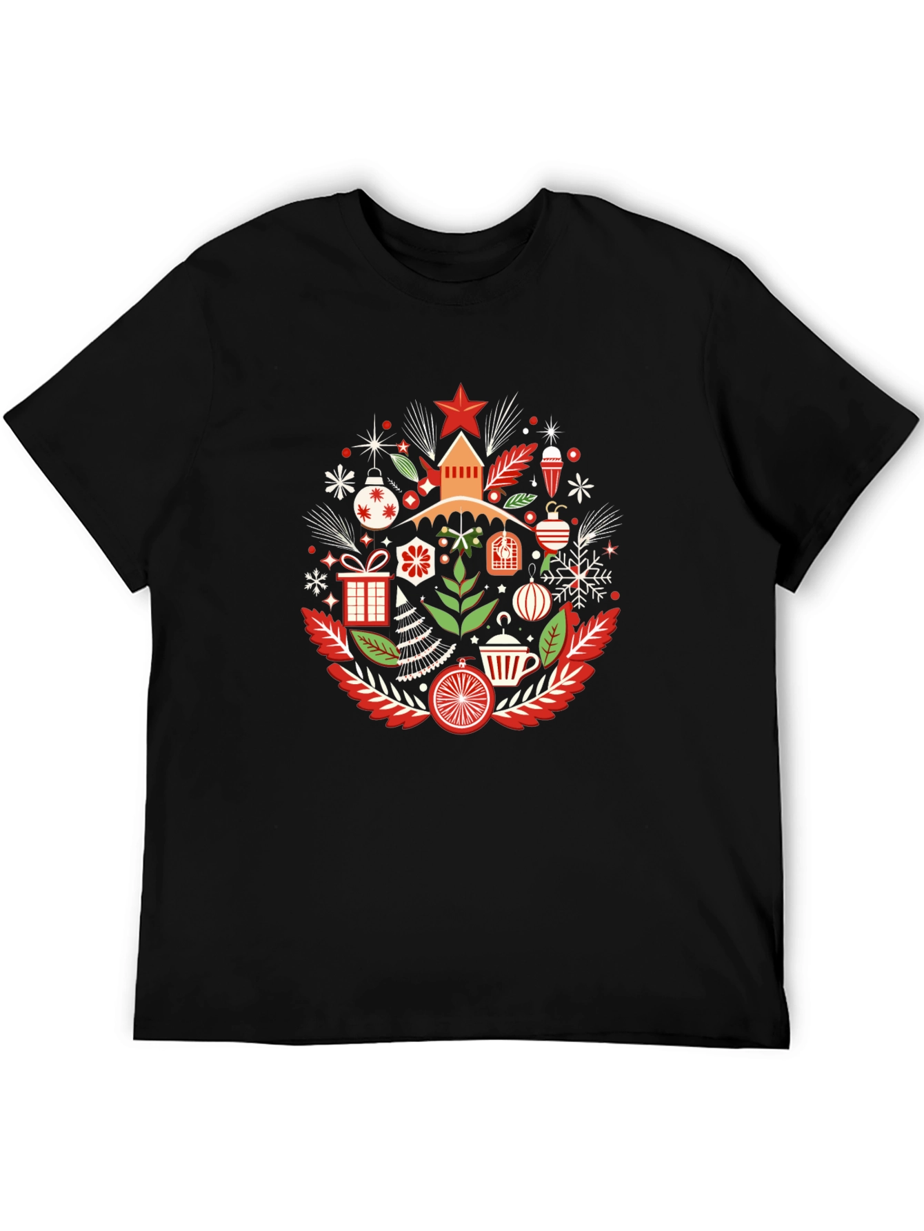 Festive Holiday Graphic Tee - Black