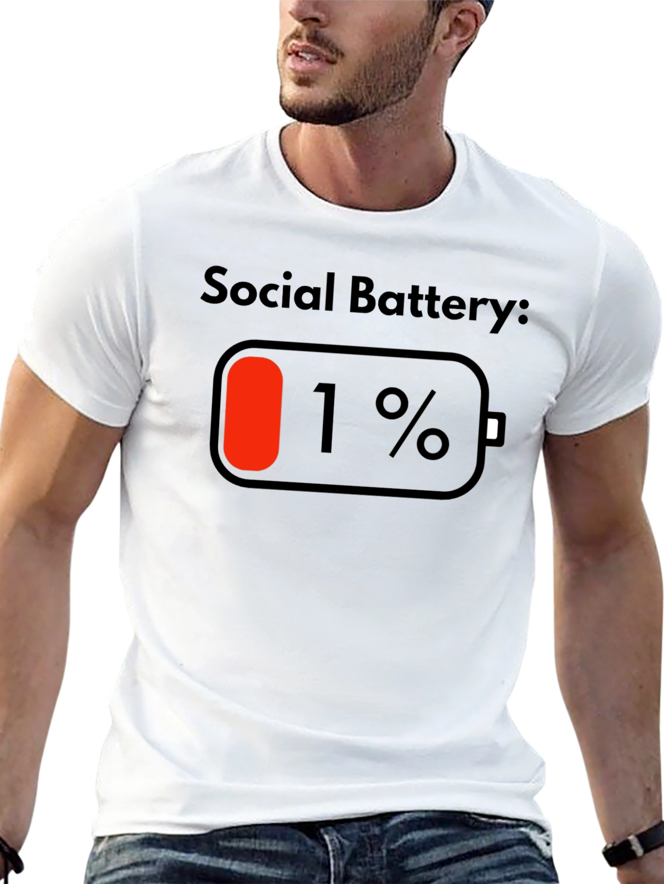 Social Battery 1% Black T-Shirt