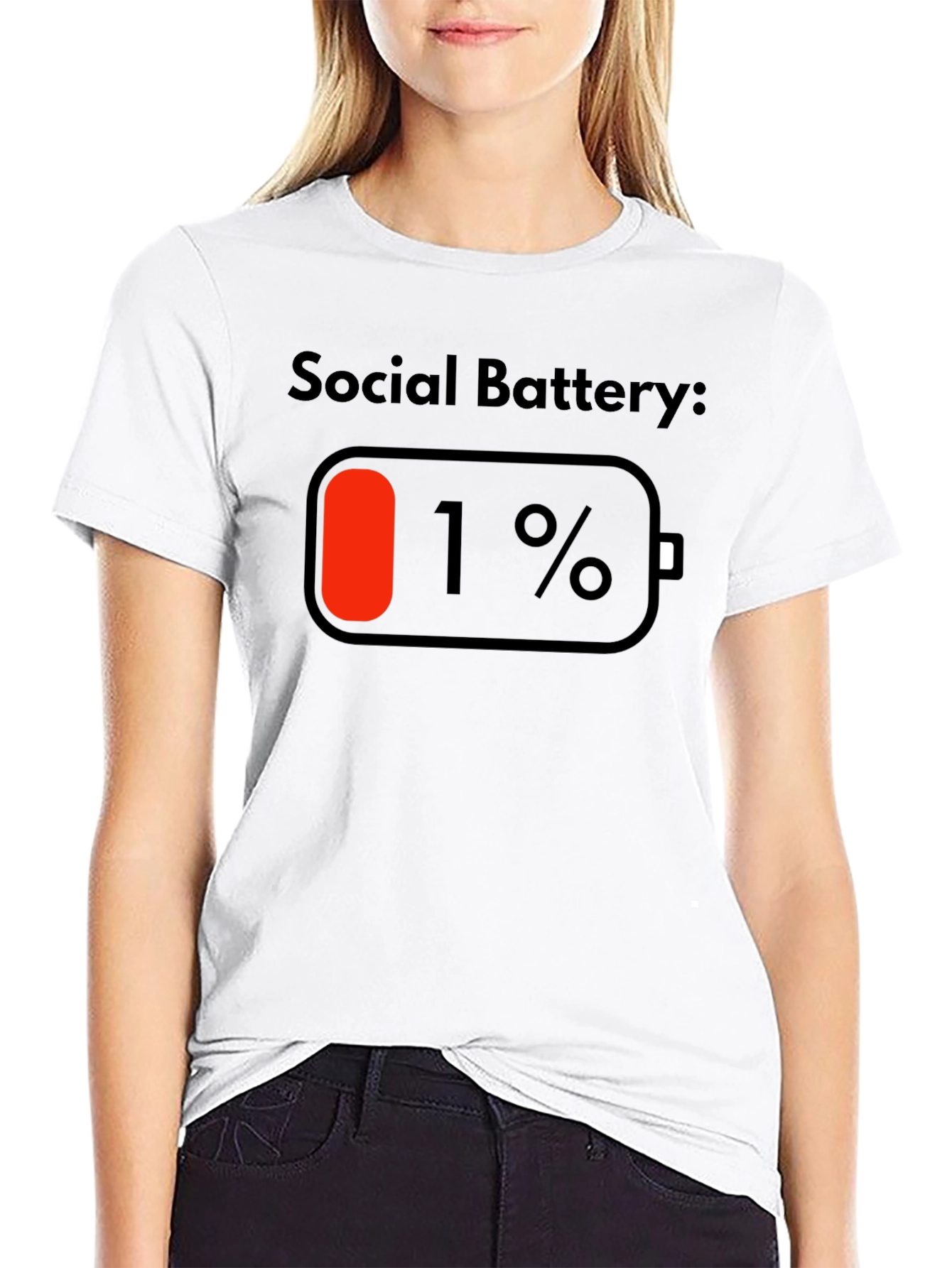 Social Battery 1% Black T-Shirt