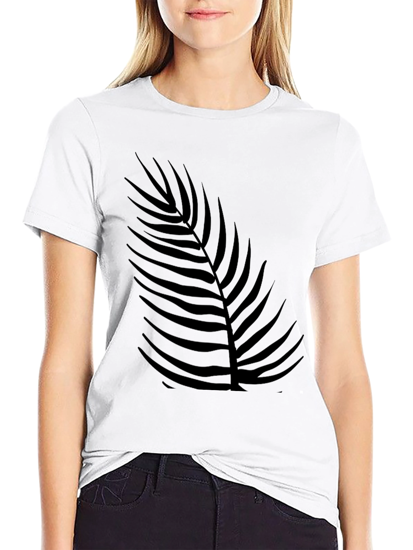 Mens Black Palm Leaf Print T-Shirt