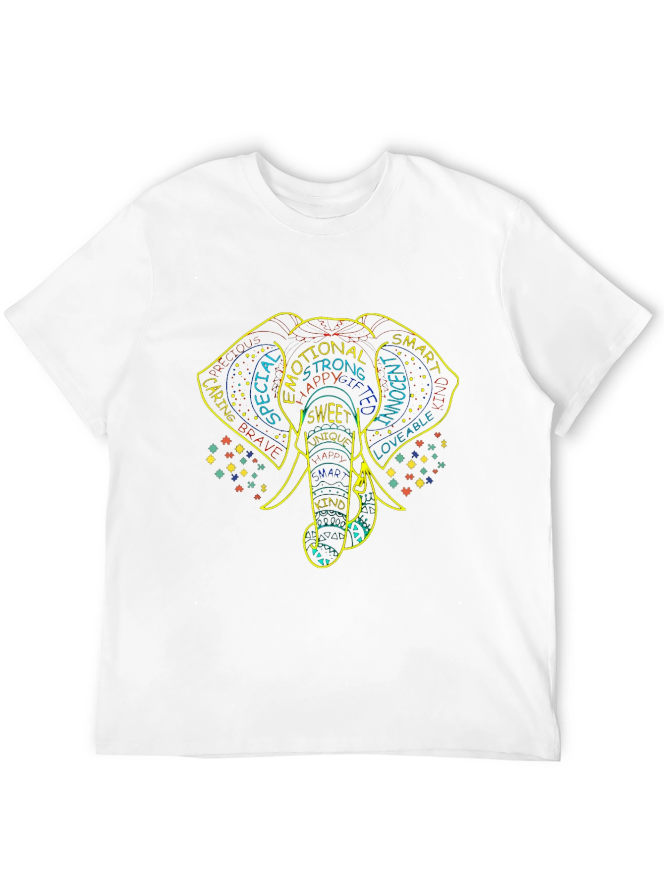 Elephant Word Art Graphic Tee - Black