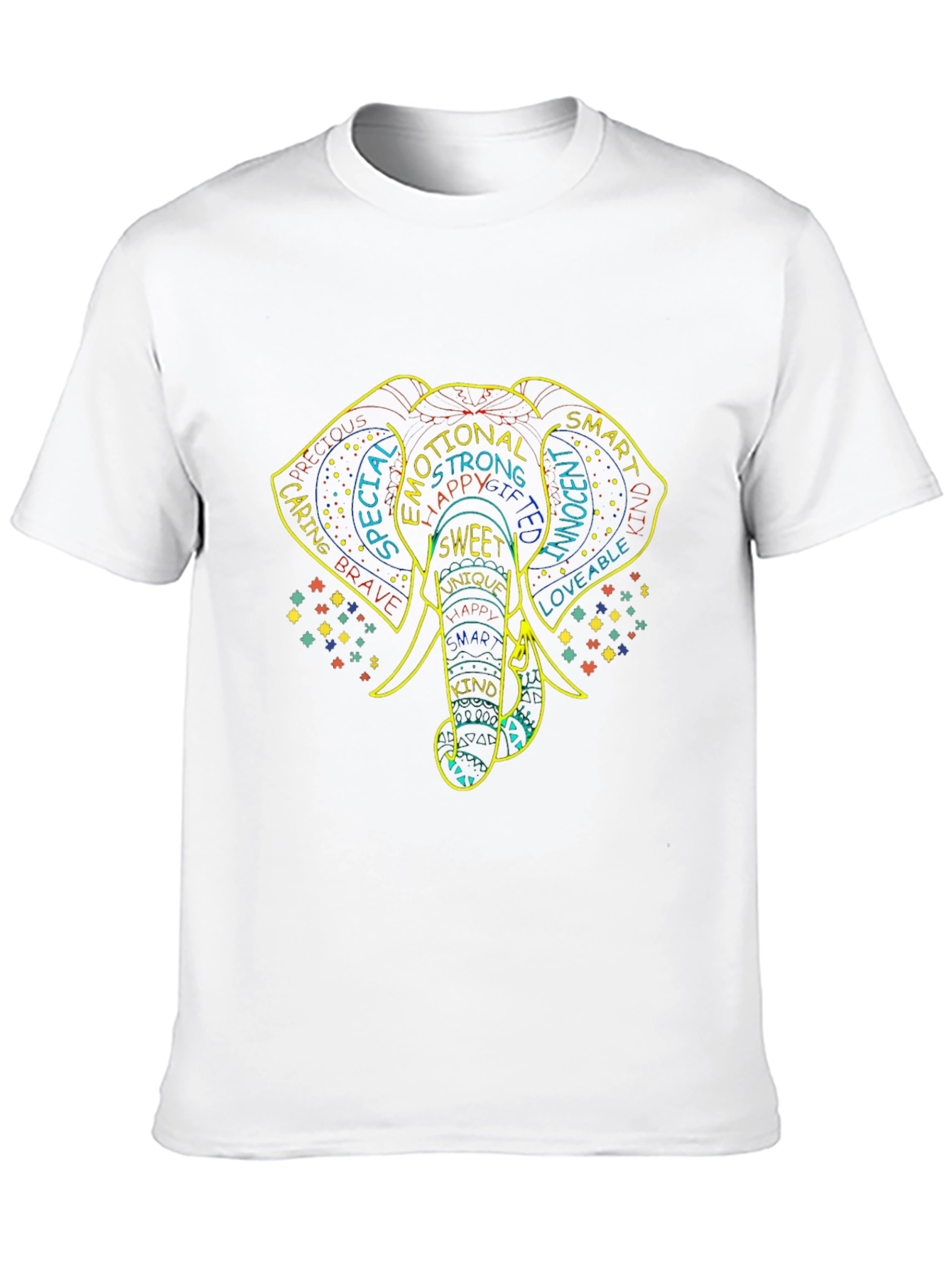 Elephant Word Art Graphic Tee - Black