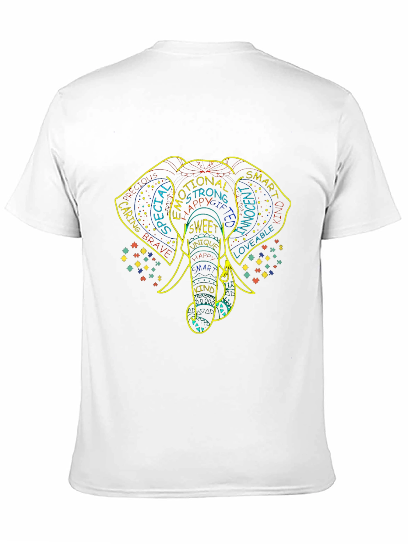Elephant Word Art Graphic Tee - Black