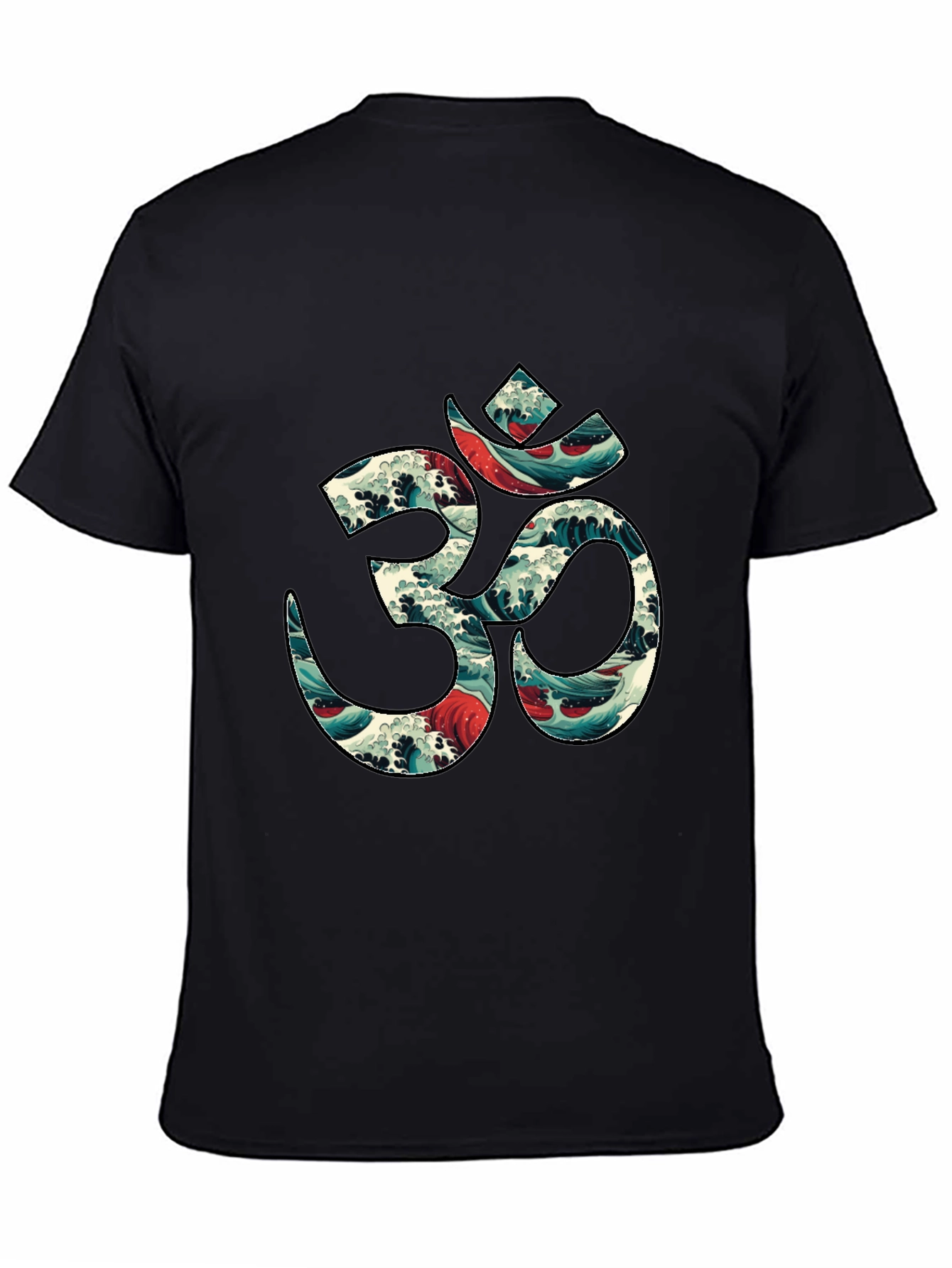 Om Wave Art Graphic Tee - Stylish Black T-Shirt