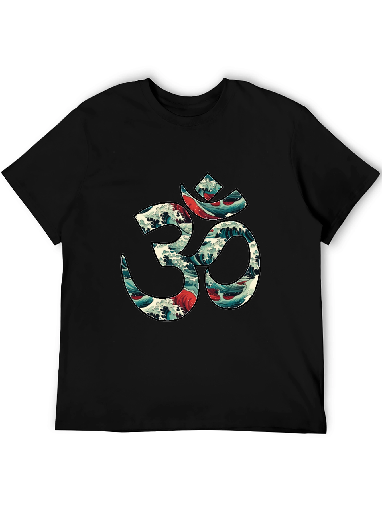 Om Wave Art Graphic Tee - Stylish Black T-Shirt
