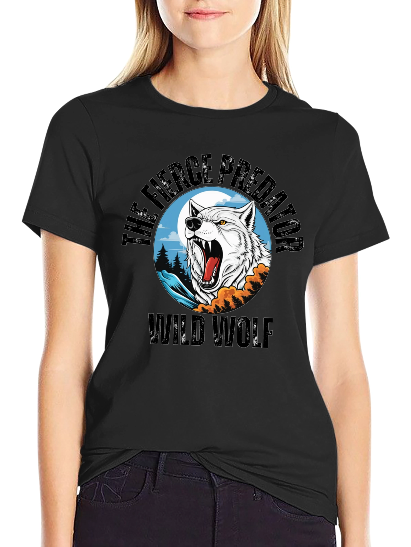 Wild Wolf Fierce Predator Graphic T-Shirt