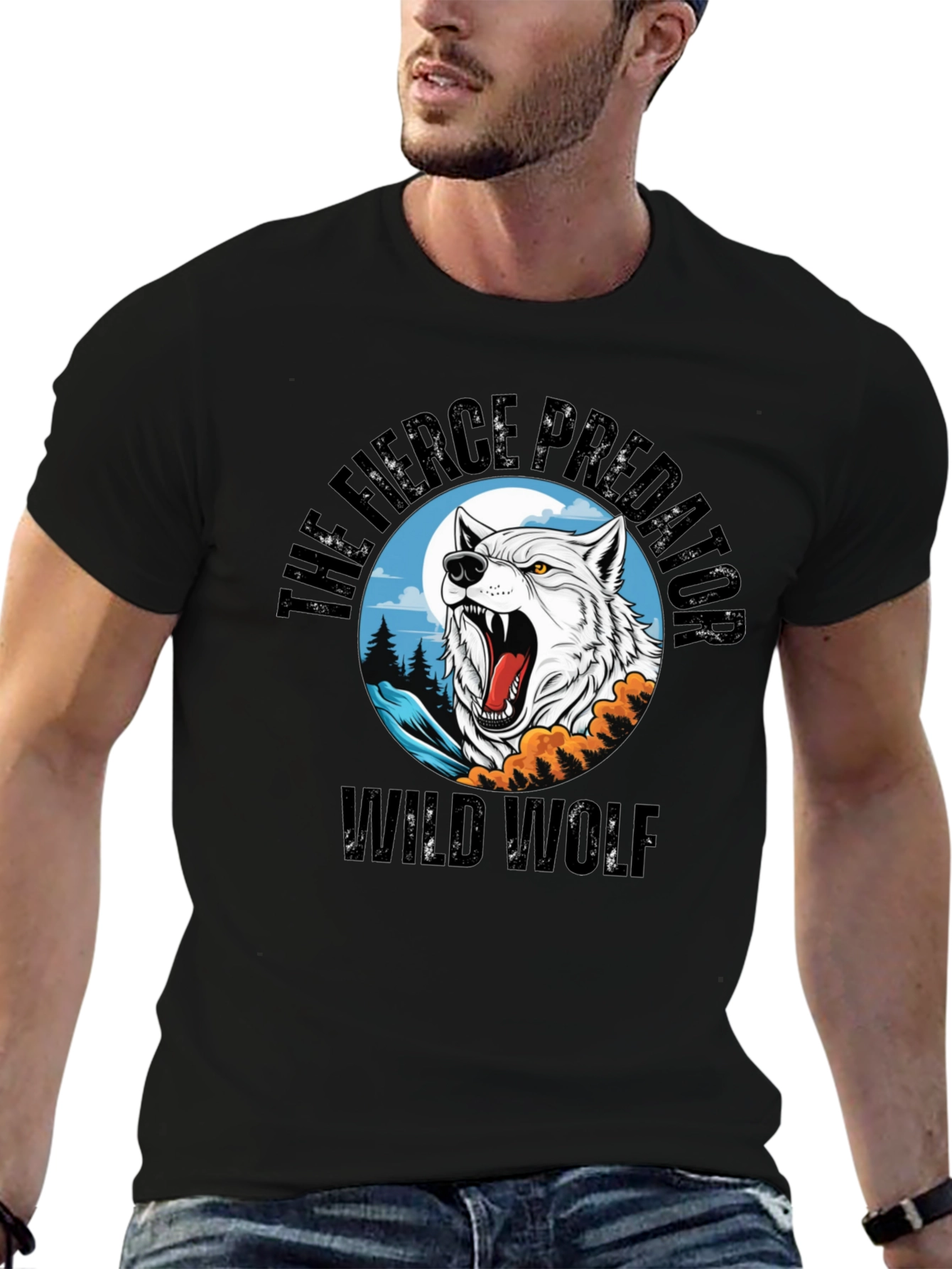 Wild Wolf Fierce Predator Graphic T-Shirt