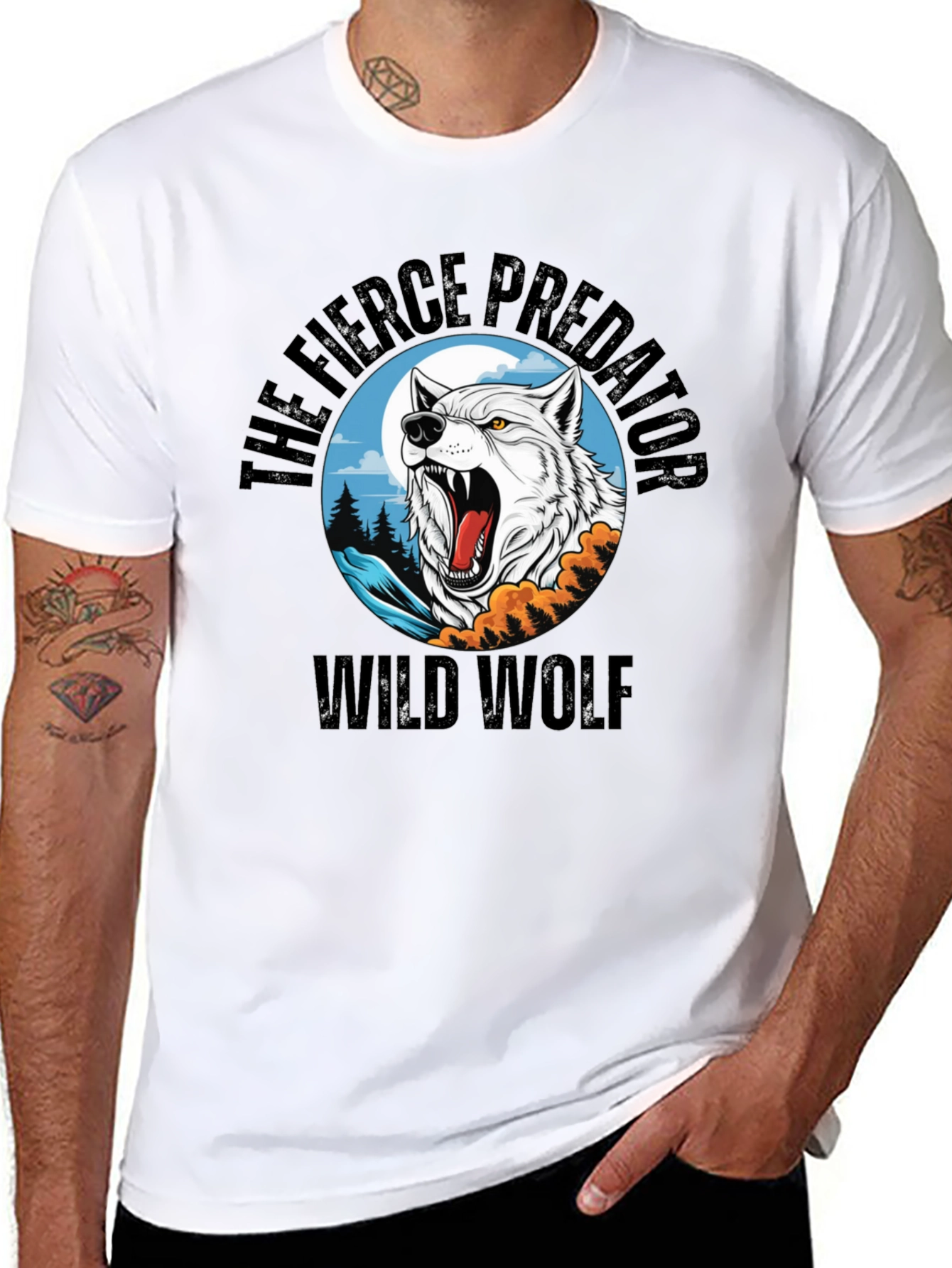 Wild Wolf Fierce Predator Graphic T-Shirt