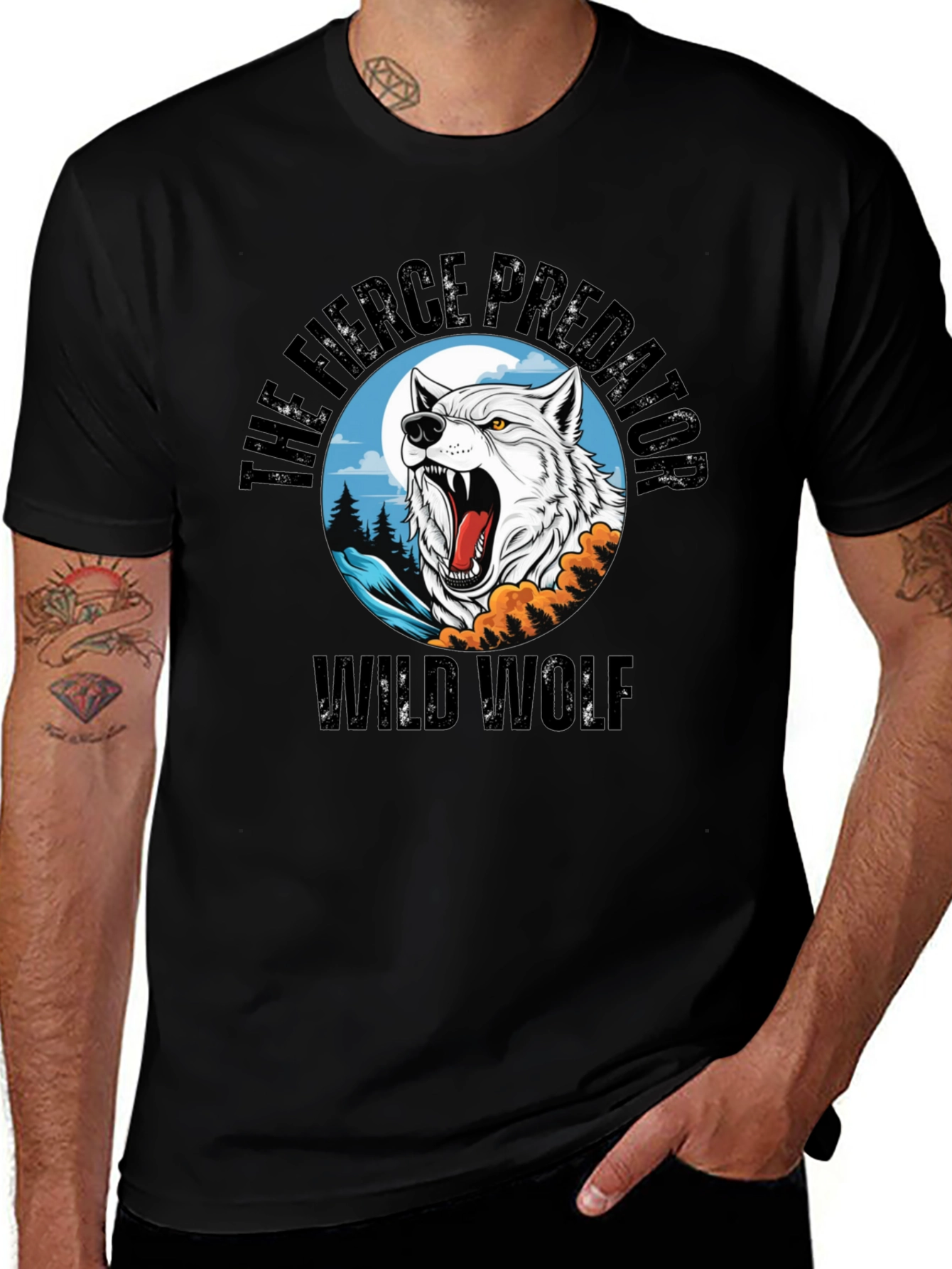 Wild Wolf Fierce Predator Graphic T-Shirt