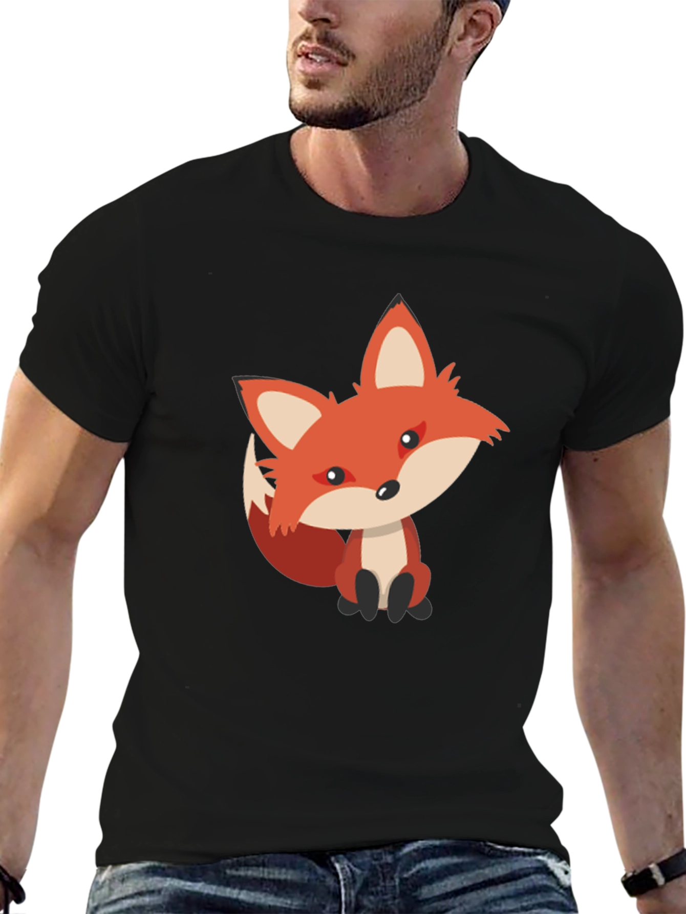 Cute Fox Graphic Tee - Black
