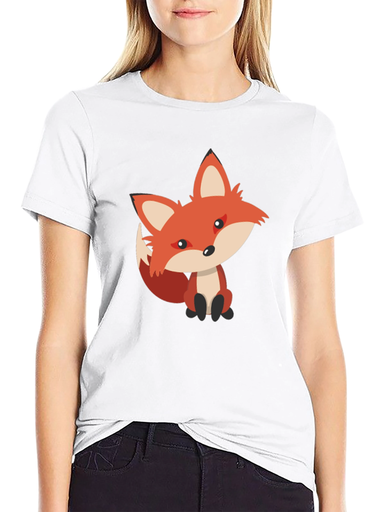 Cute Fox Graphic Tee - Black