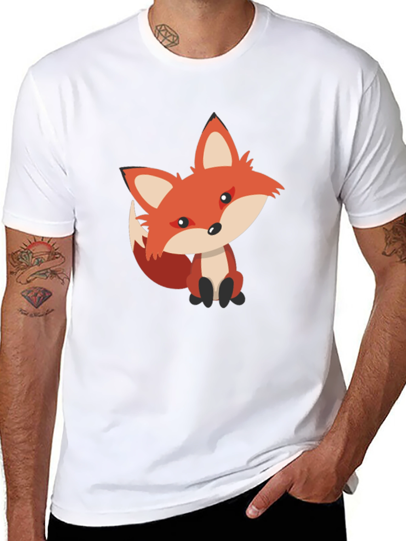 Cute Fox Graphic Tee - Black