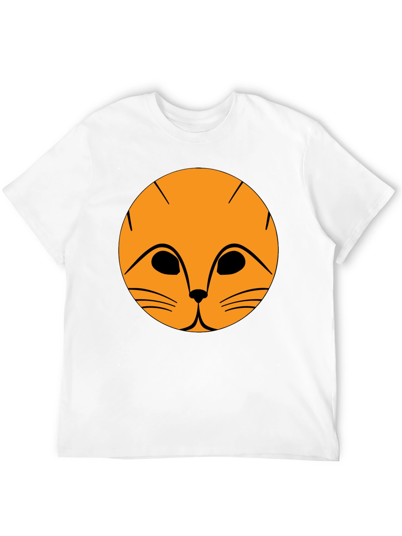Black T-Shirt with Orange Cat Face Graphic