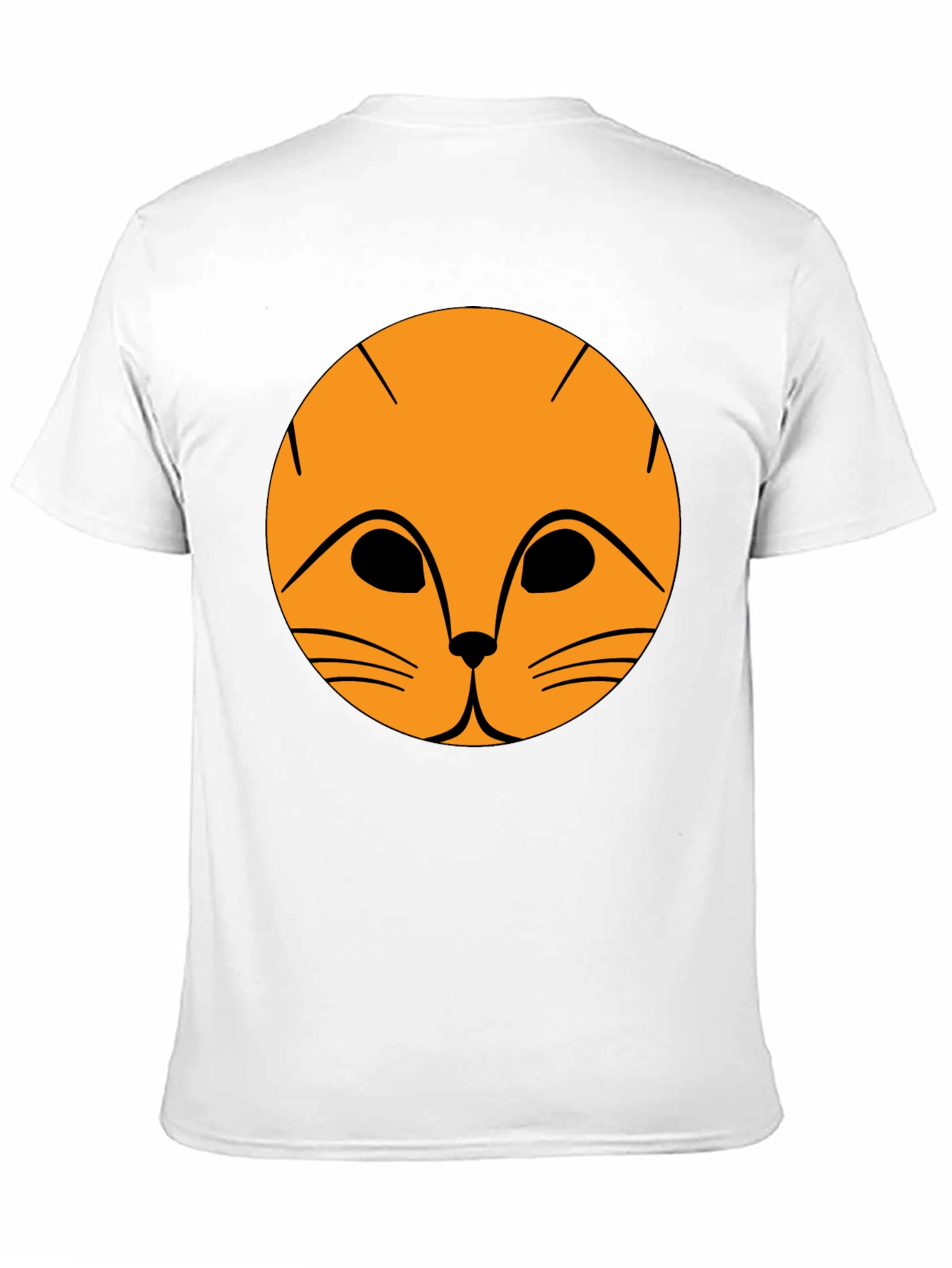Black T-Shirt with Orange Cat Face Graphic