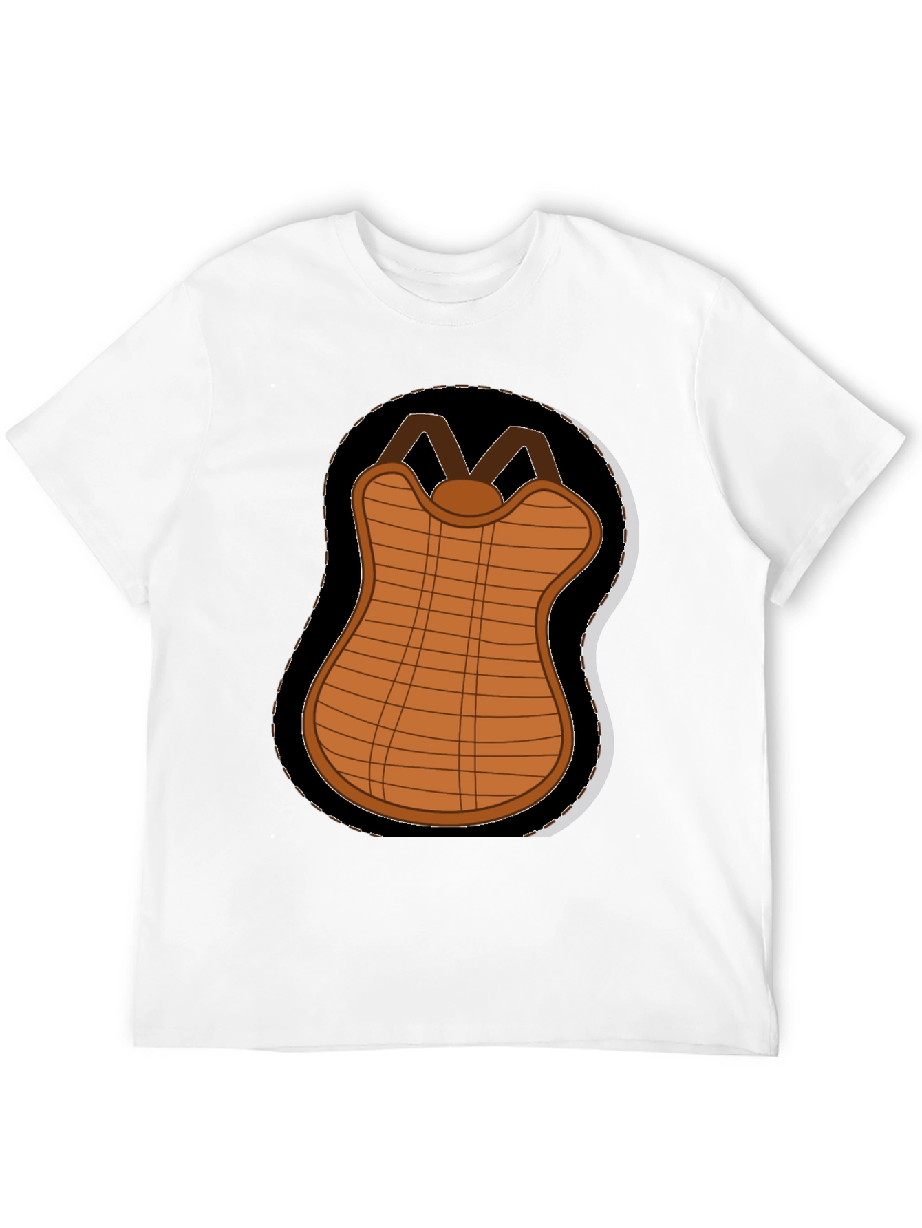 Cartoon Baseball Chest Protector Black T-Shirt