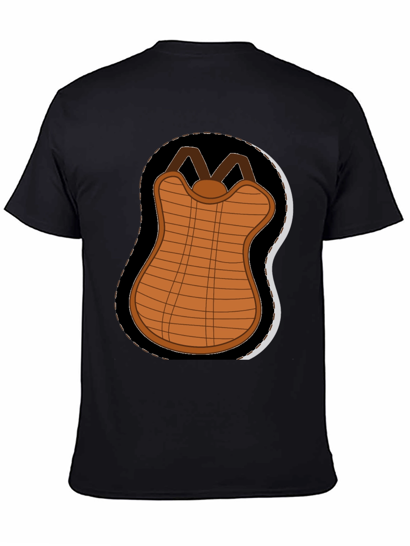 Cartoon Baseball Chest Protector Black T-Shirt