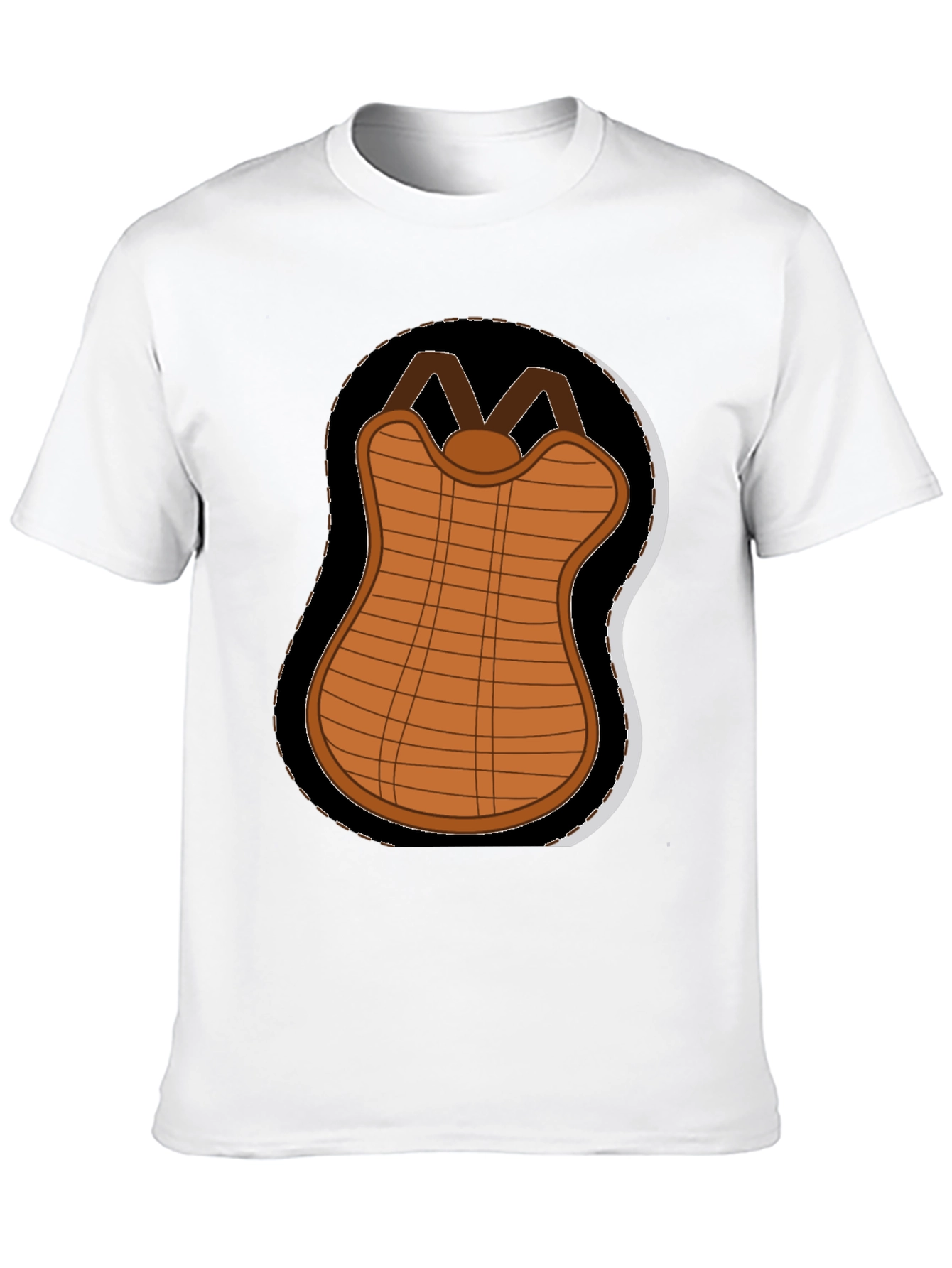 Cartoon Baseball Chest Protector Black T-Shirt
