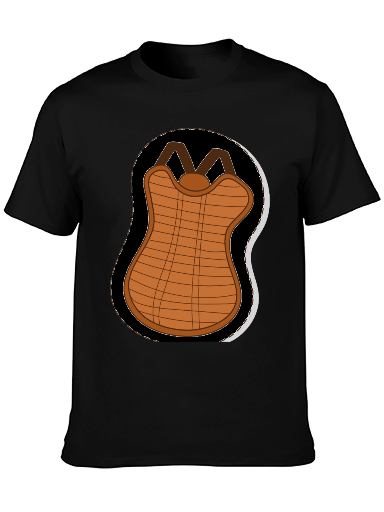 Cartoon Baseball Chest Protector Black T-Shirt