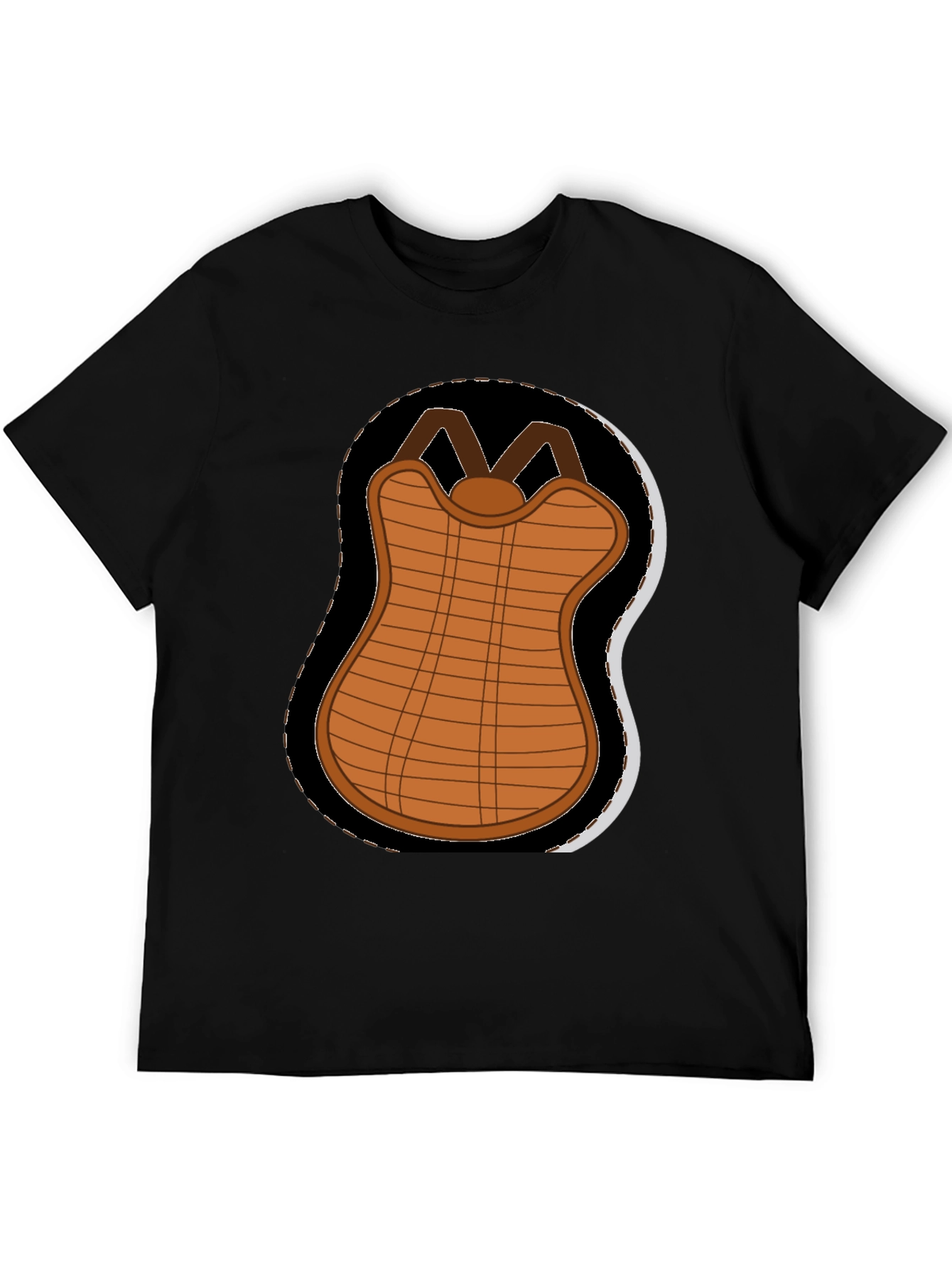 Cartoon Baseball Chest Protector Black T-Shirt