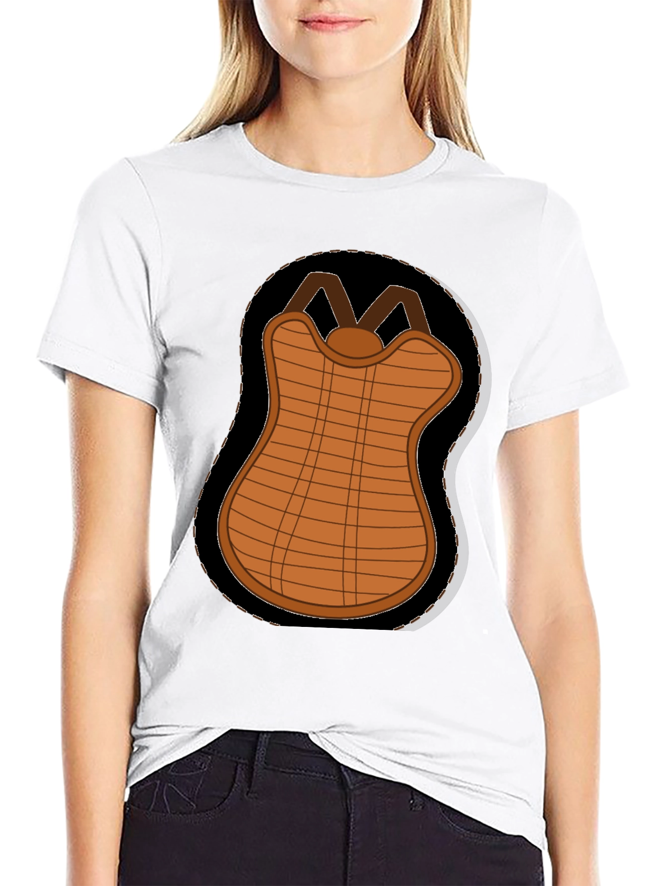 Cartoon Baseball Chest Protector Black T-Shirt