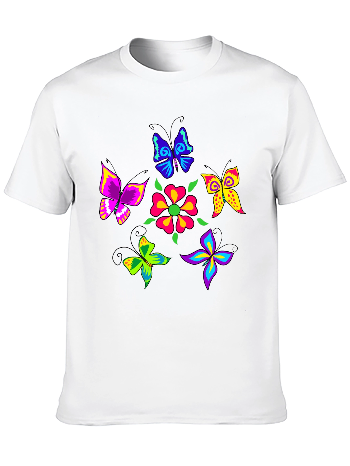 Vibrant Butterfly Graphic Black T-Shirt