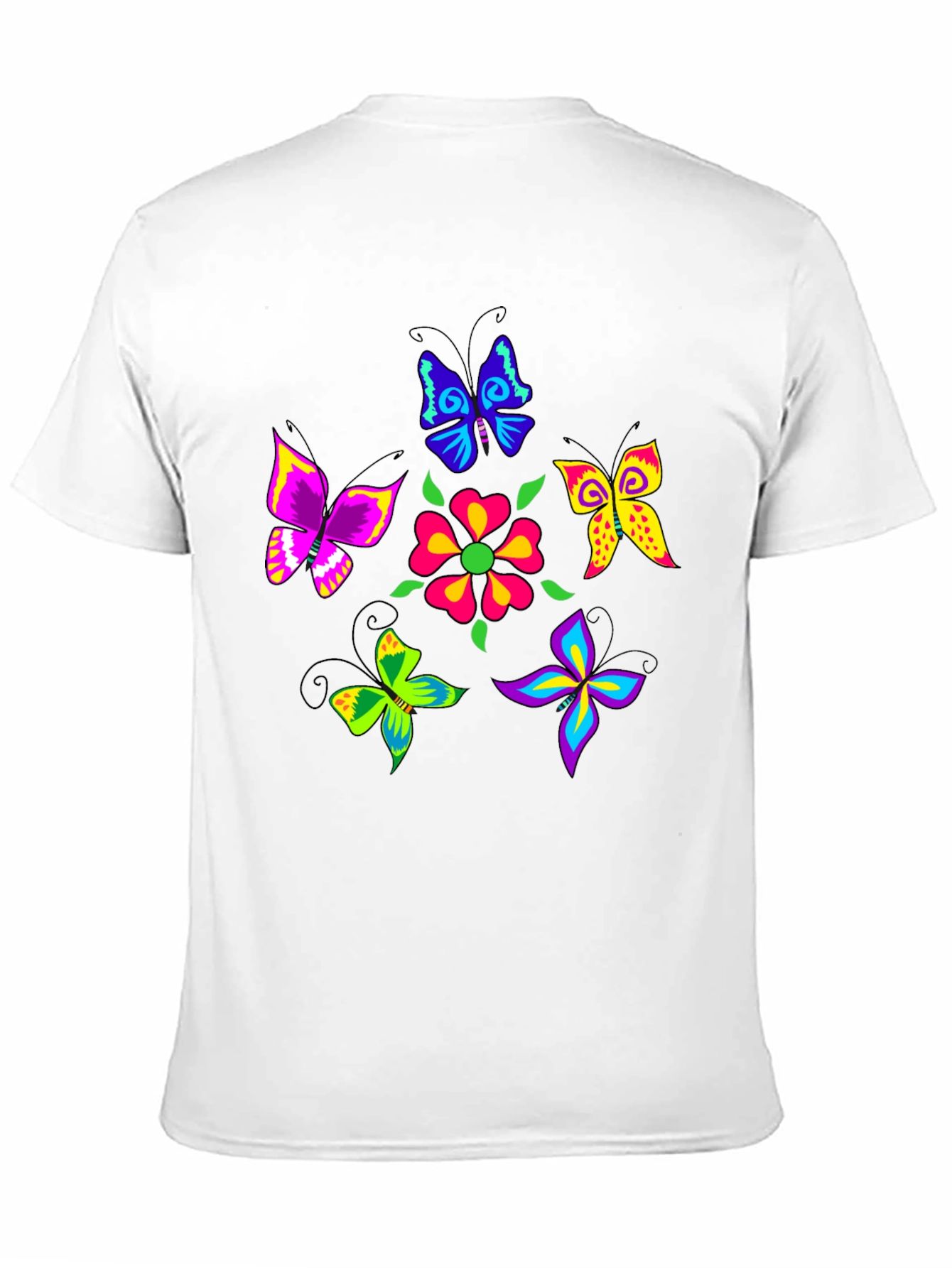 Vibrant Butterfly Graphic Black T-Shirt
