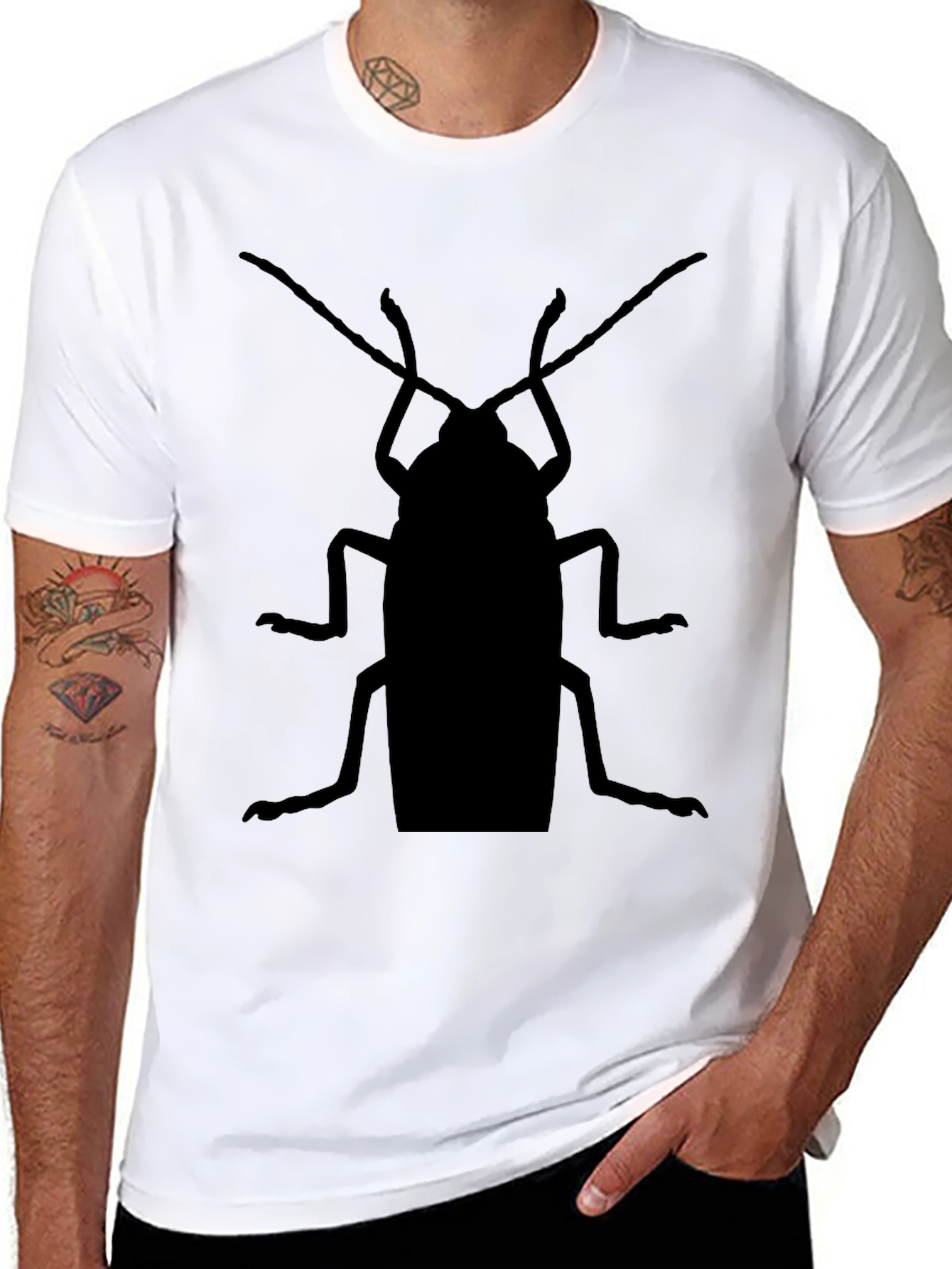 Novelty Cockroach Graphic Tee - Black T-Shirt