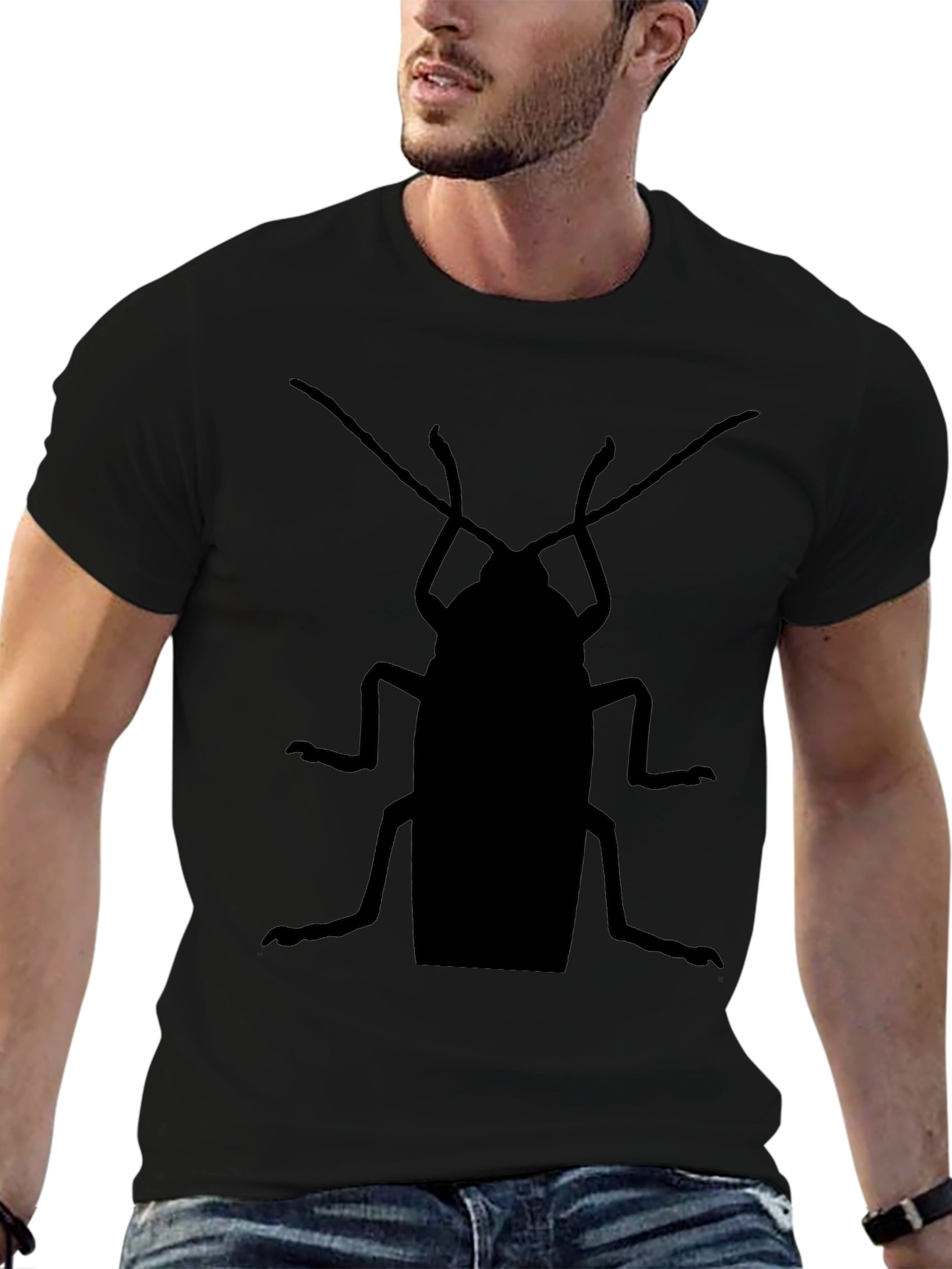 Novelty Cockroach Graphic Tee - Black T-Shirt