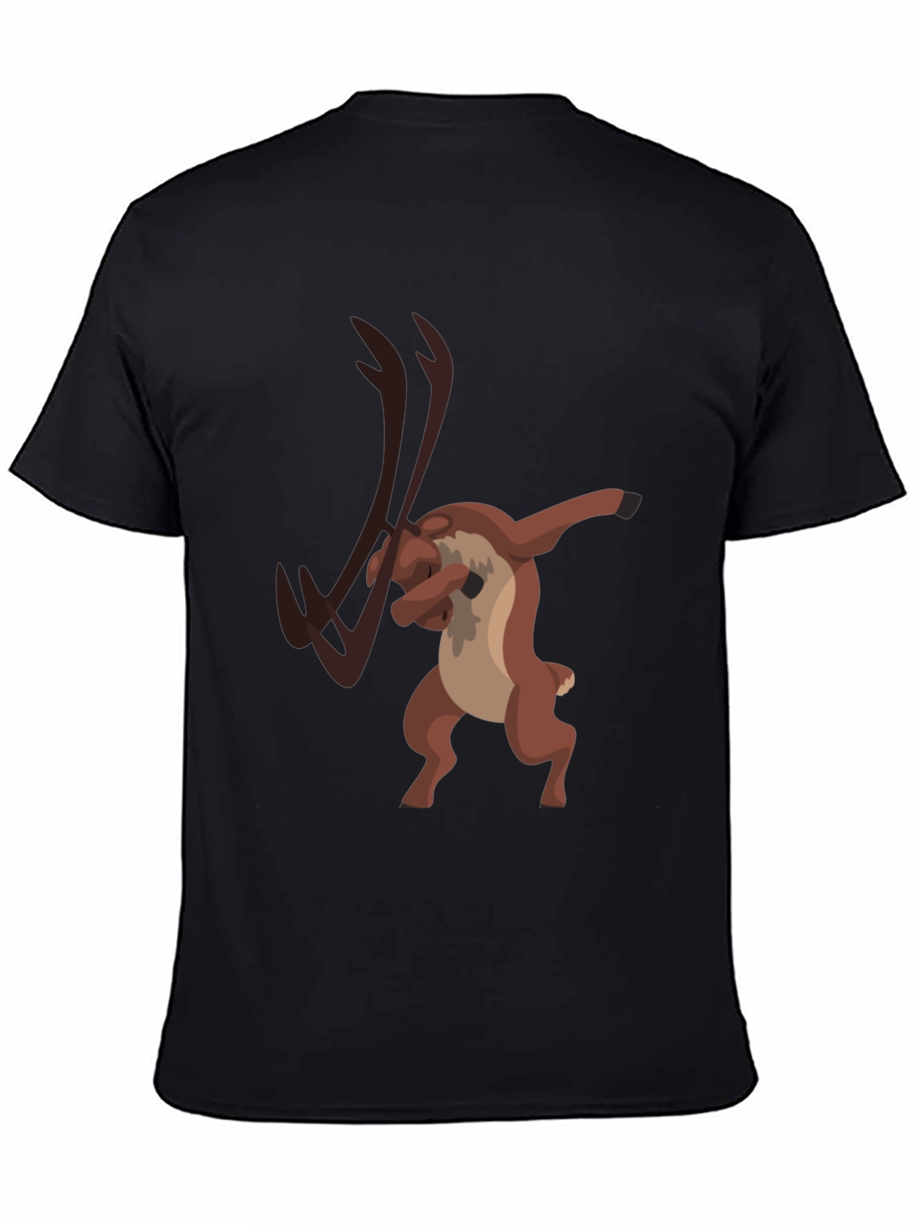 Dabbing Reindeer Graphic Tee - Black Cotton T-Shirt