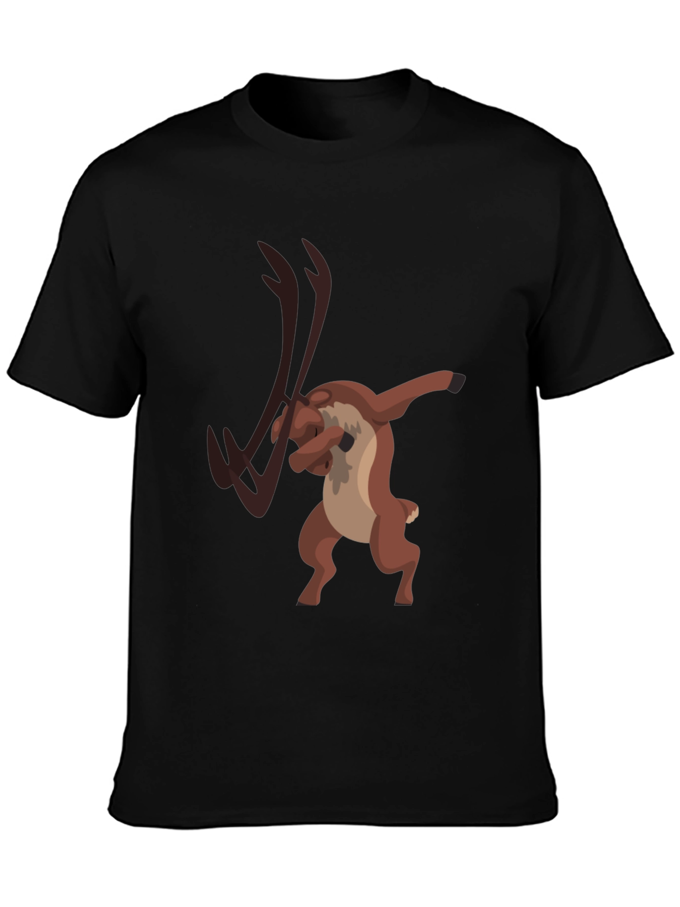 Dabbing Reindeer Graphic Tee - Black Cotton T-Shirt