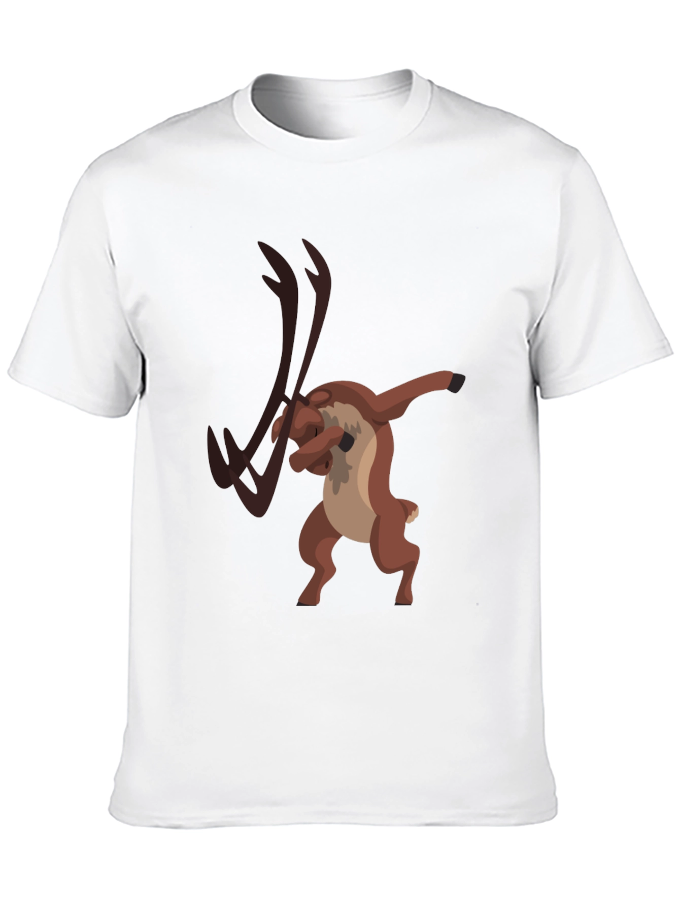 Dabbing Reindeer Graphic Tee - Black Cotton T-Shirt
