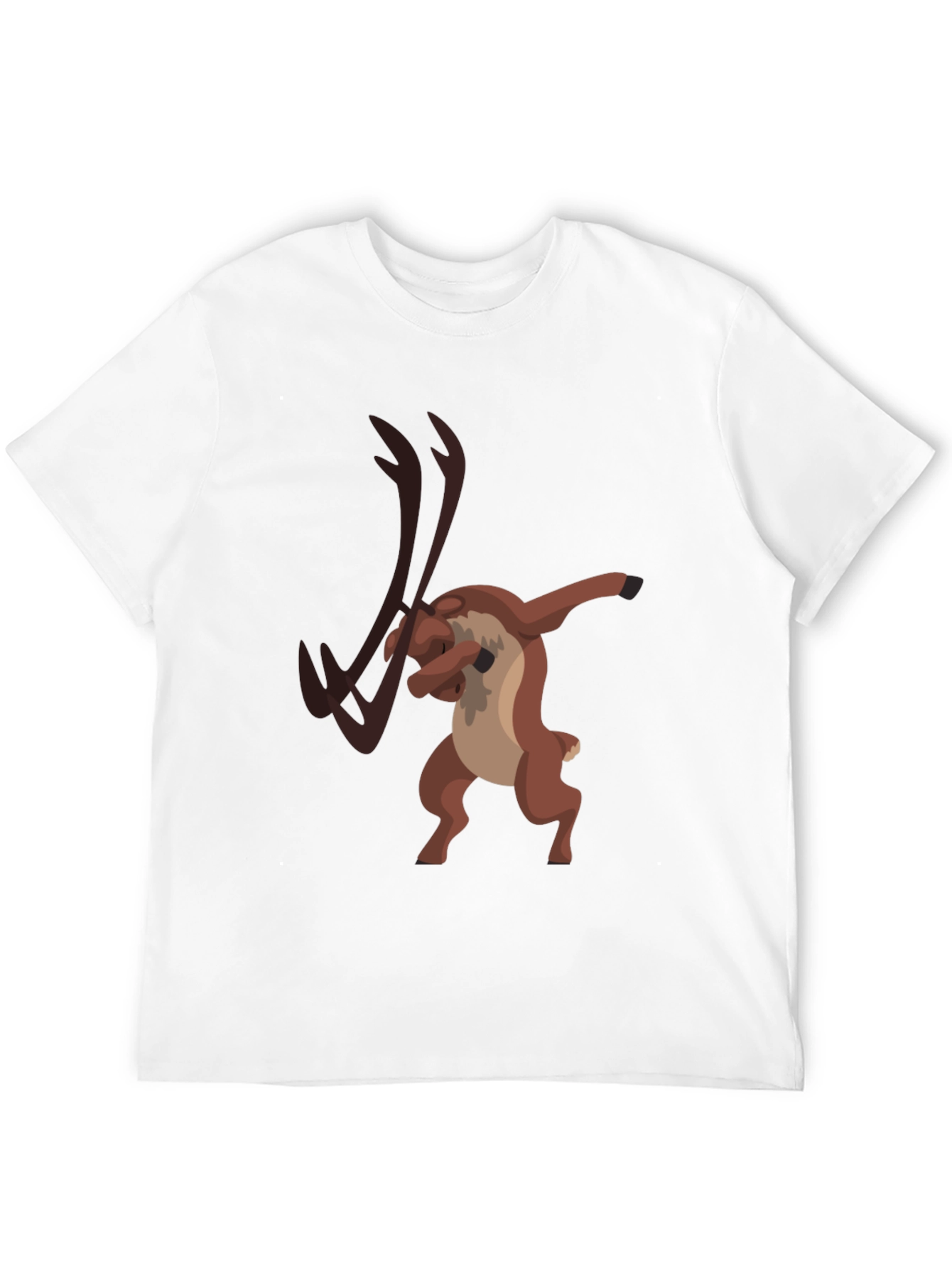 Dabbing Reindeer Graphic Tee - Black Cotton T-Shirt