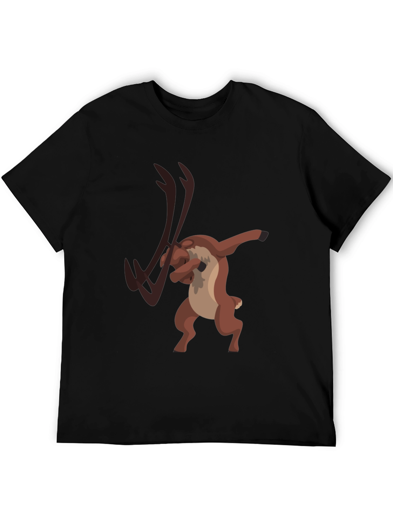 Dabbing Reindeer Graphic Tee - Black Cotton T-Shirt