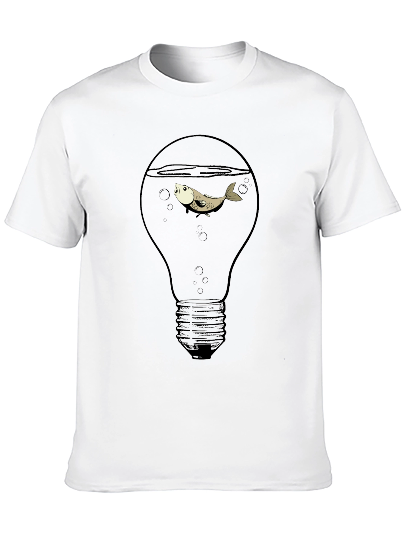 Fish in Lightbulb Black Graphic Tee