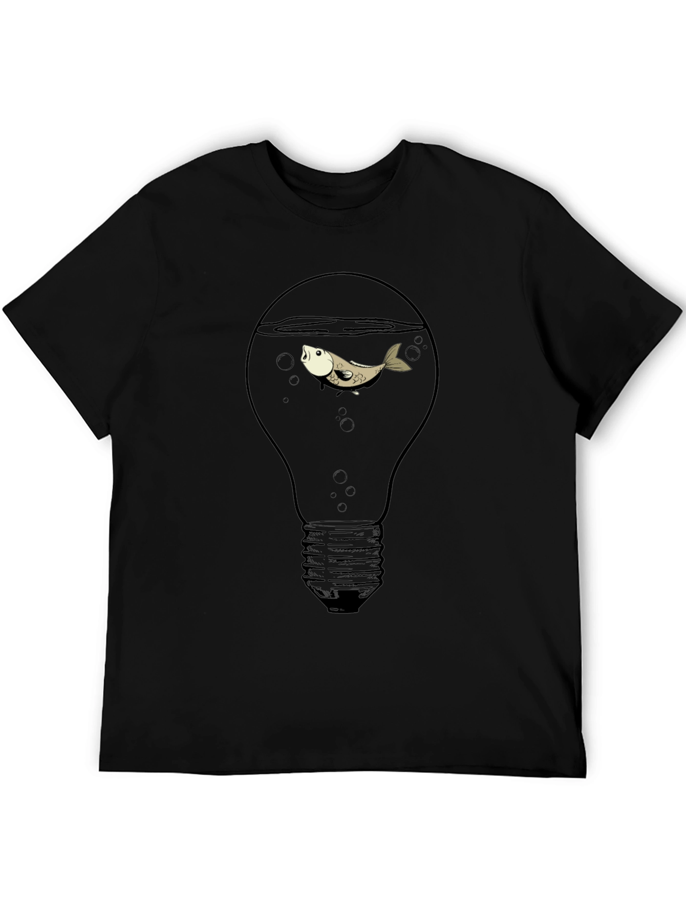 Fish in Lightbulb Black Graphic Tee