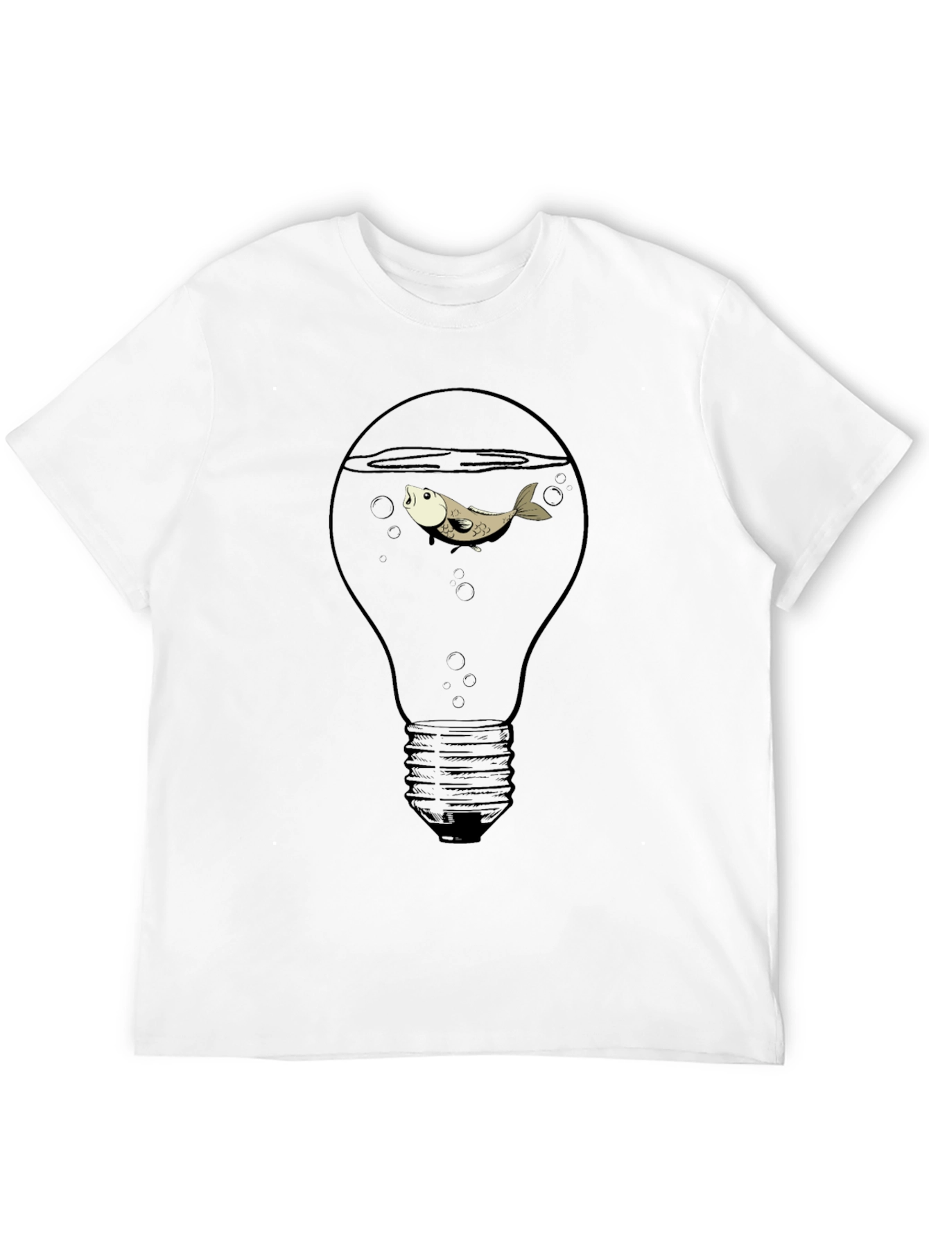 Fish in Lightbulb Black Graphic Tee