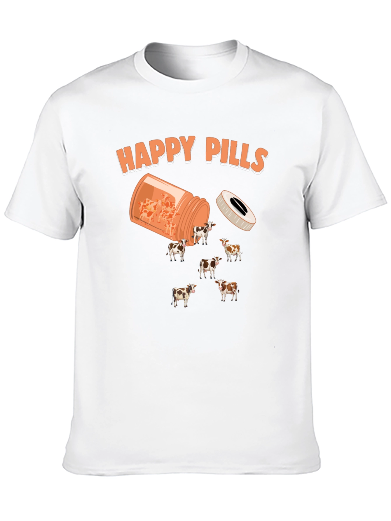 Happy Pills Cow T-Shirt - Novelty Graphic Tee