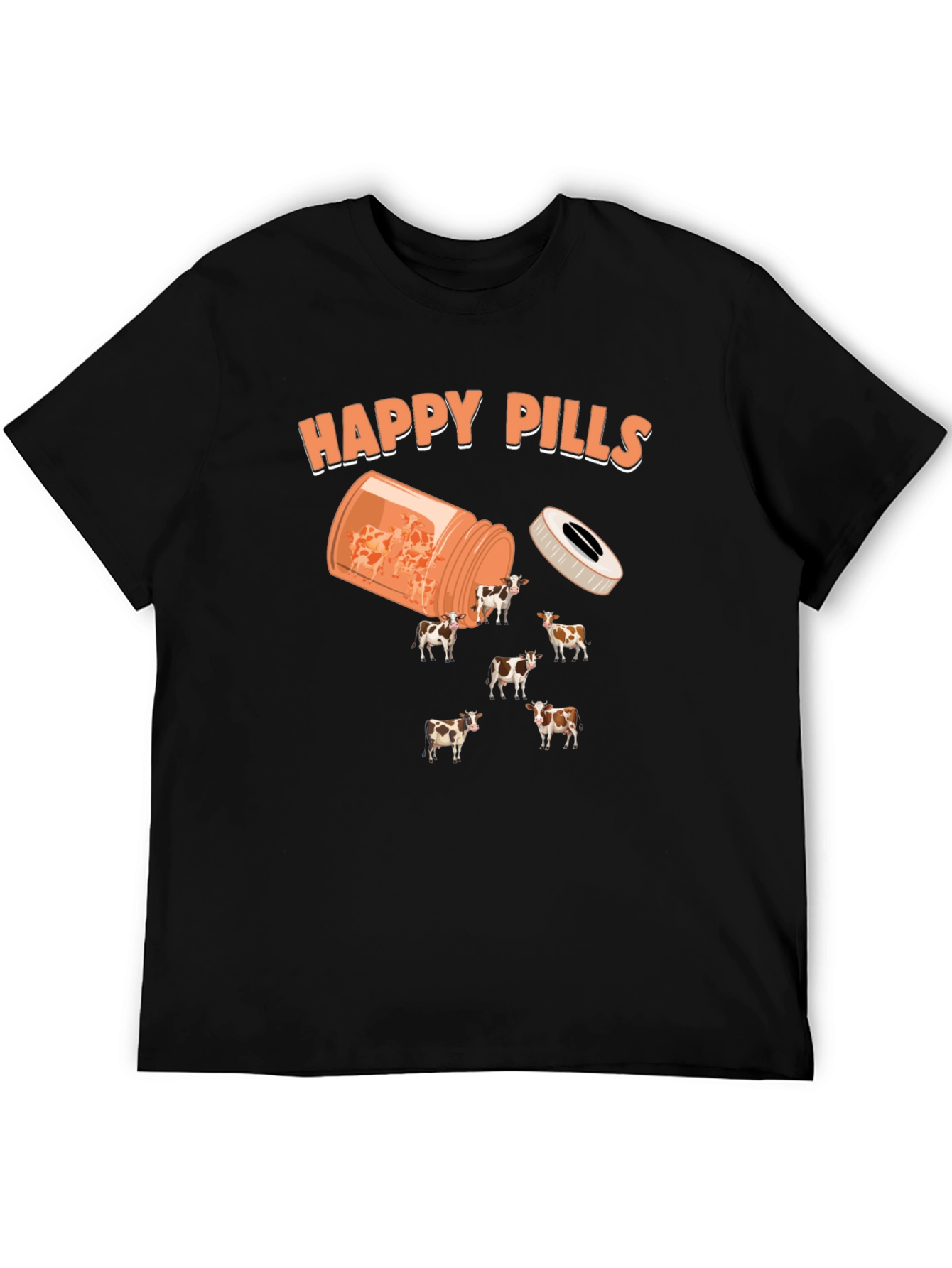 Happy Pills Cow T-Shirt - Novelty Graphic Tee
