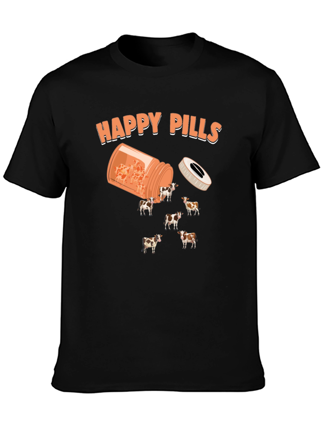 Happy Pills Cow T-Shirt - Novelty Graphic Tee