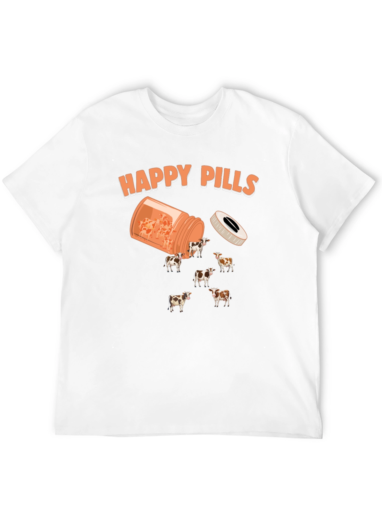 Happy Pills Cow T-Shirt - Novelty Graphic Tee