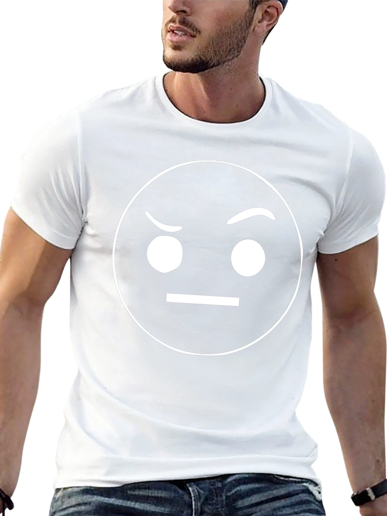 Skeptical Emoji Black T-Shirt
