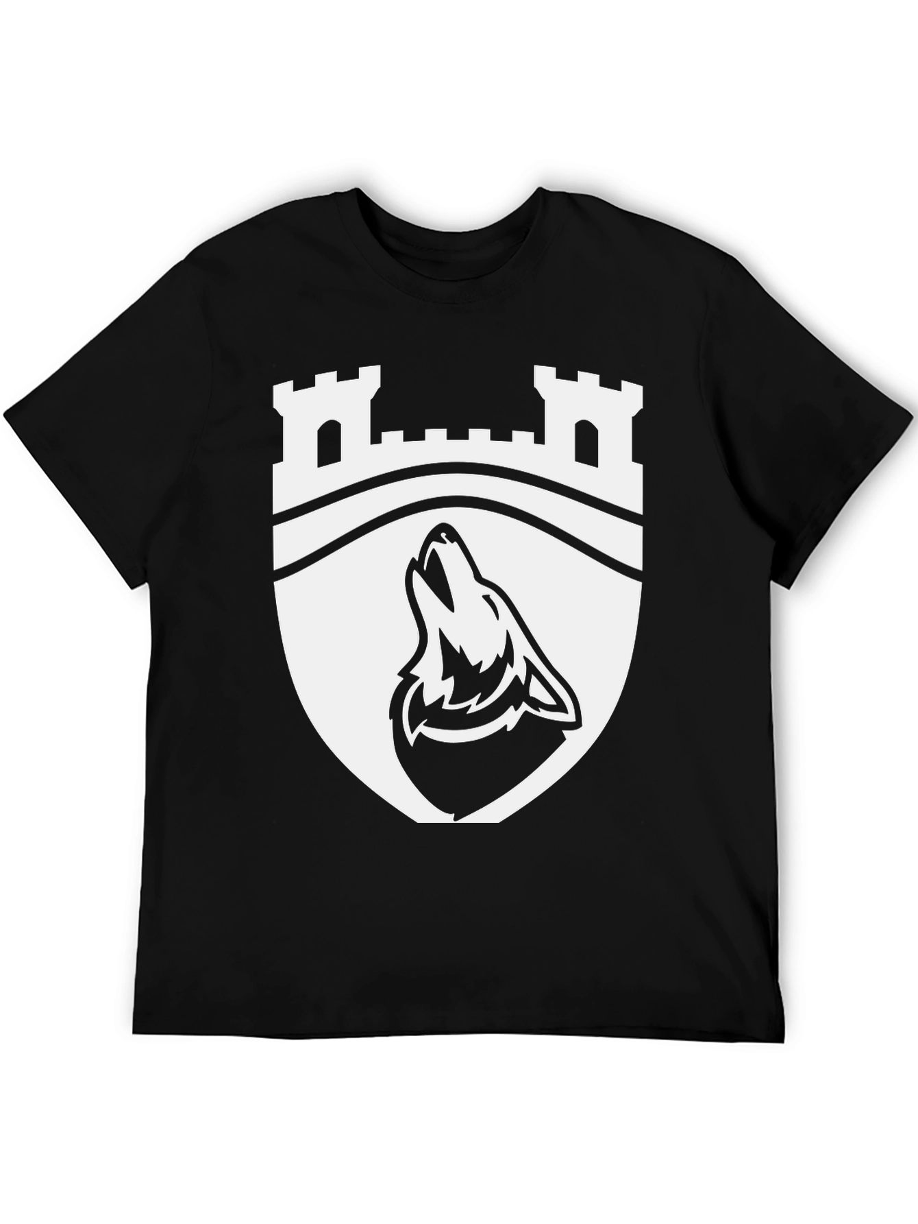 Wolf Crest Graphic Tee - Black Cotton Blend