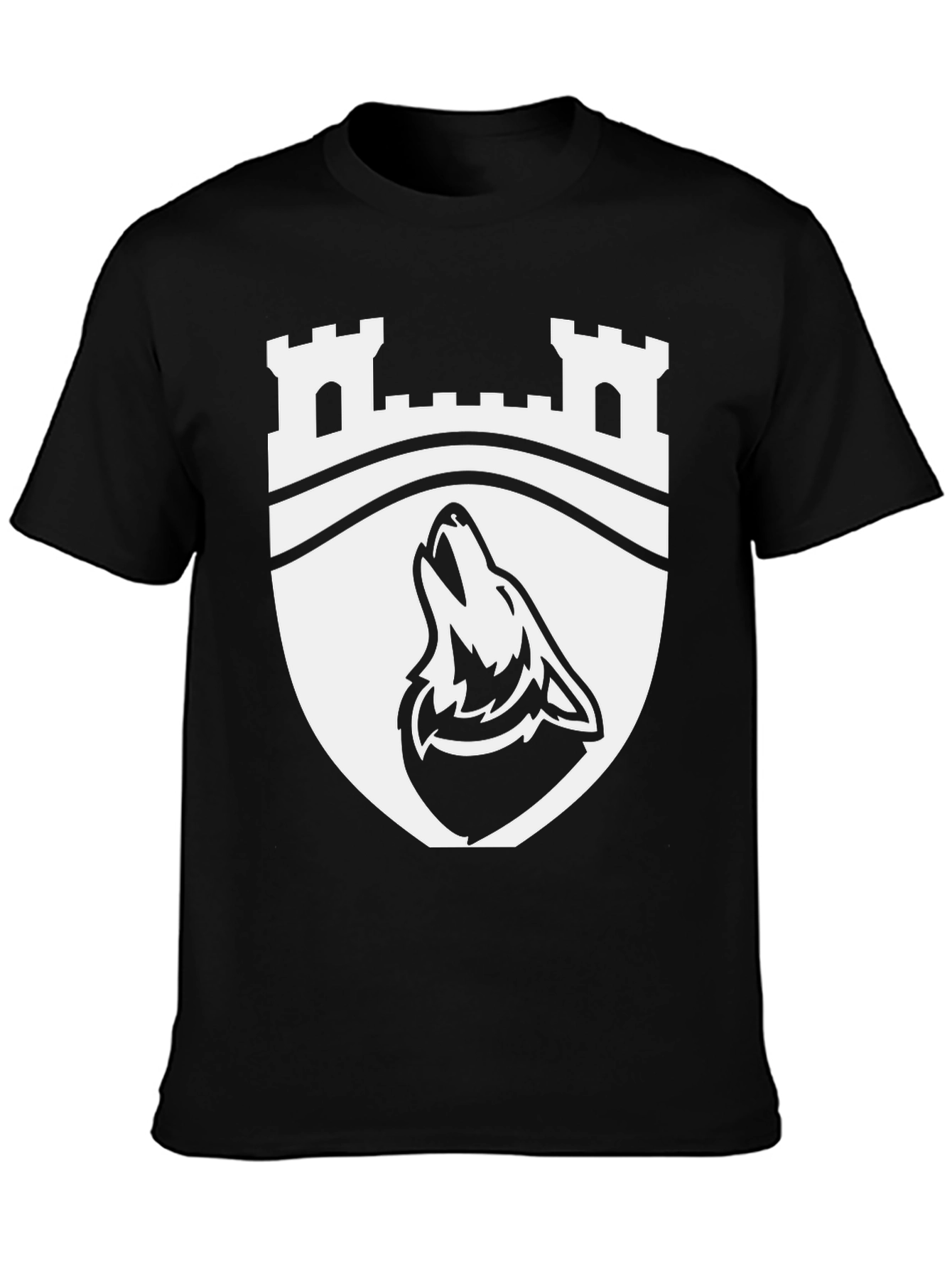 Wolf Crest Graphic Tee - Black Cotton Blend