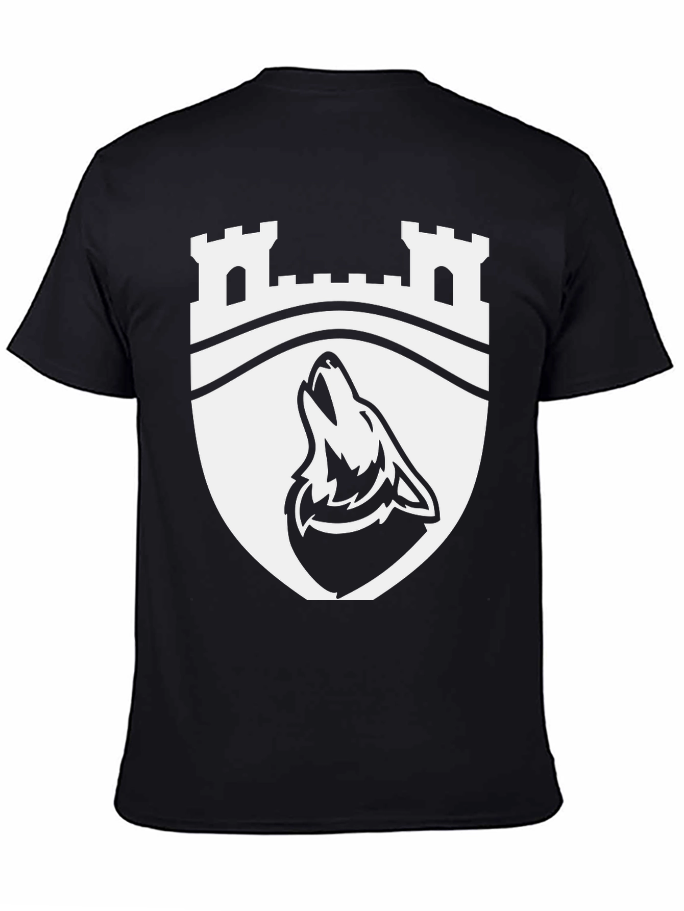 Wolf Crest Graphic Tee - Black Cotton Blend
