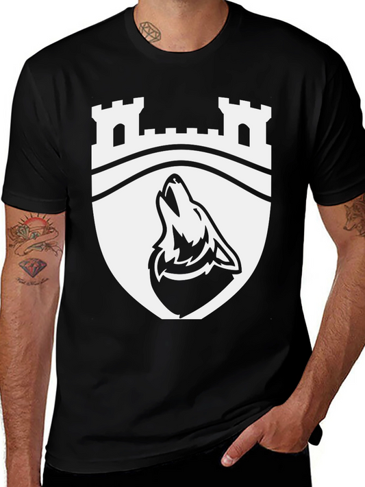 Wolf Crest Graphic Tee - Black Cotton Blend