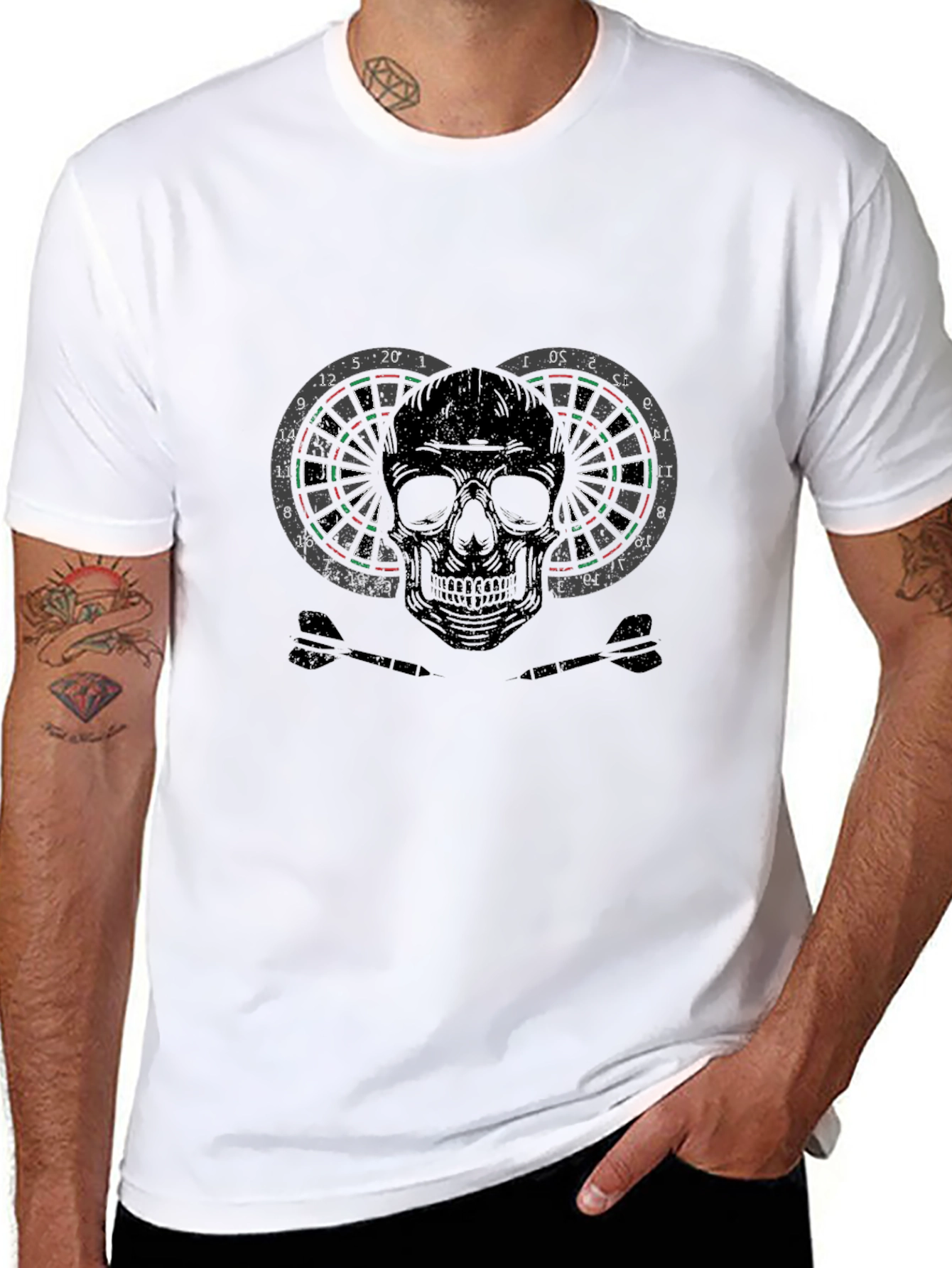 Dartboard Skull Graphic T-Shirt